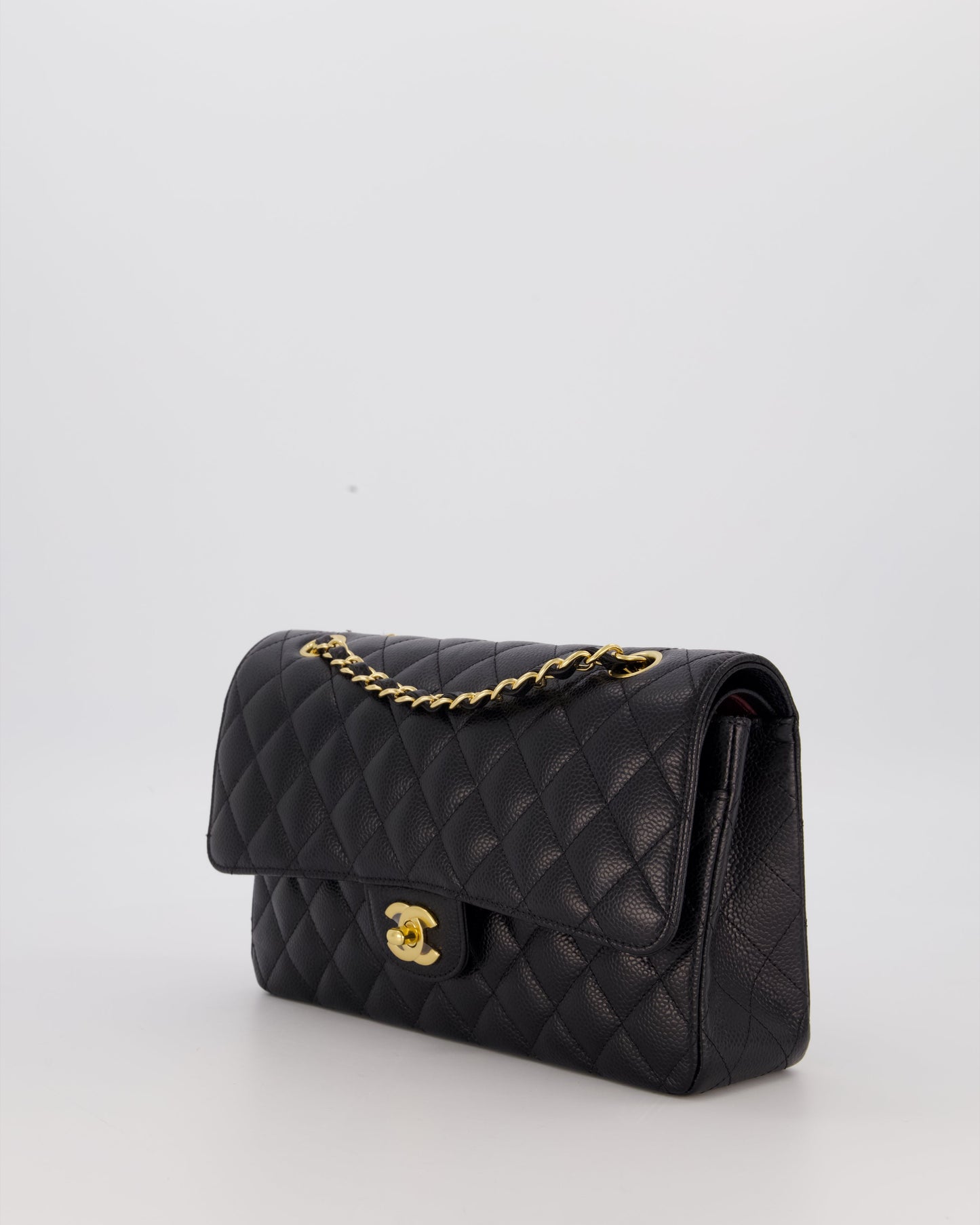 Chanel Black Medium Classic Double Flap Bag in Caviar Leather with Gold Hardware