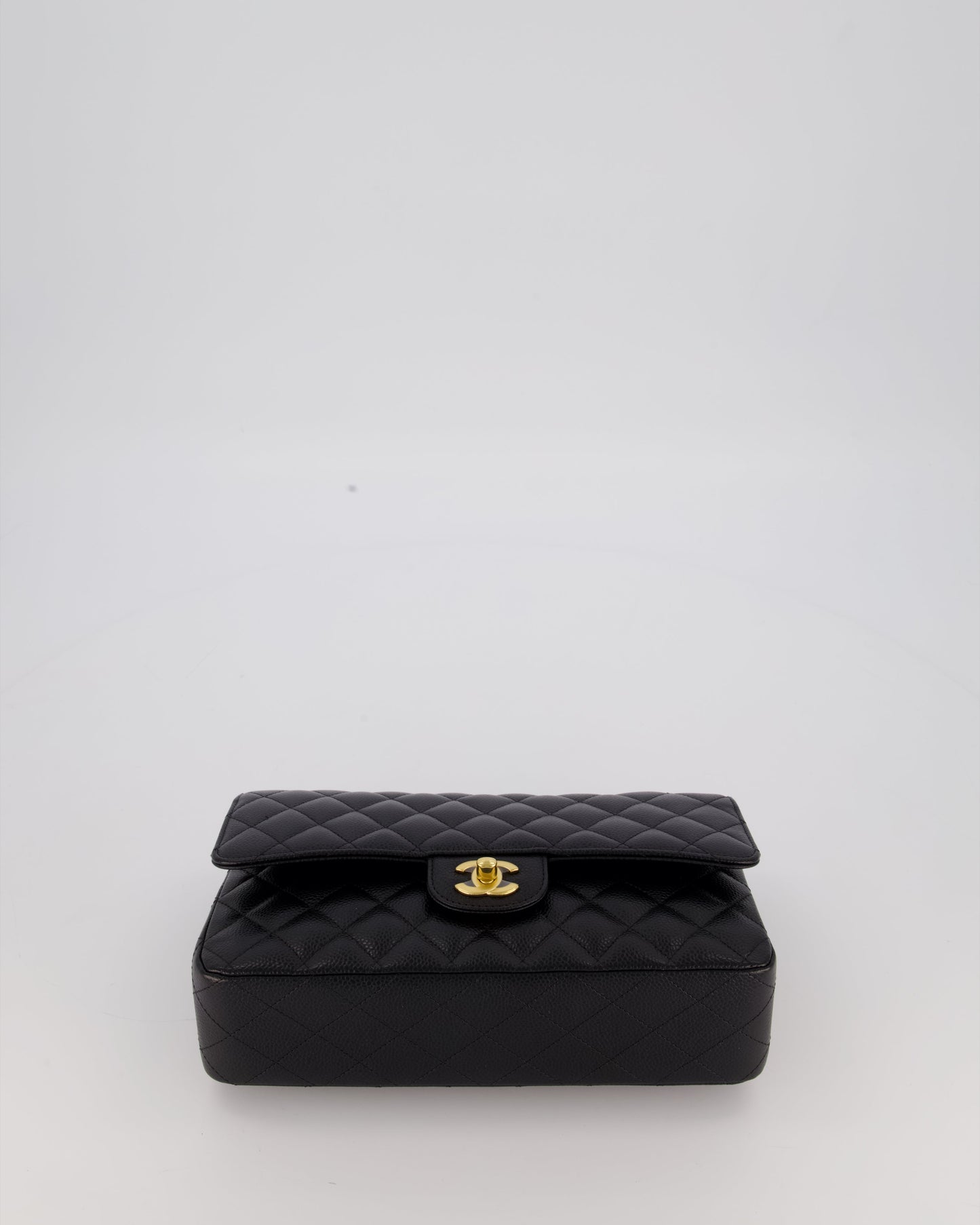 Chanel Black Medium Classic Double Flap Bag in Caviar Leather with Gold Hardware