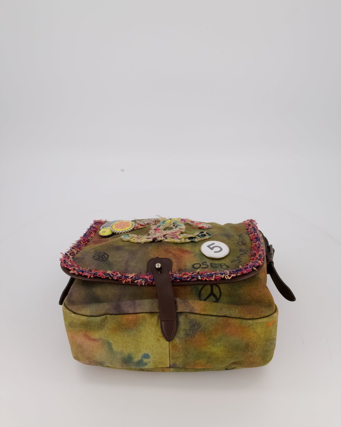 Chanel Green On The Pavement Graffiti CC Tweed Messenger Bag with Ruthenium Hardware
