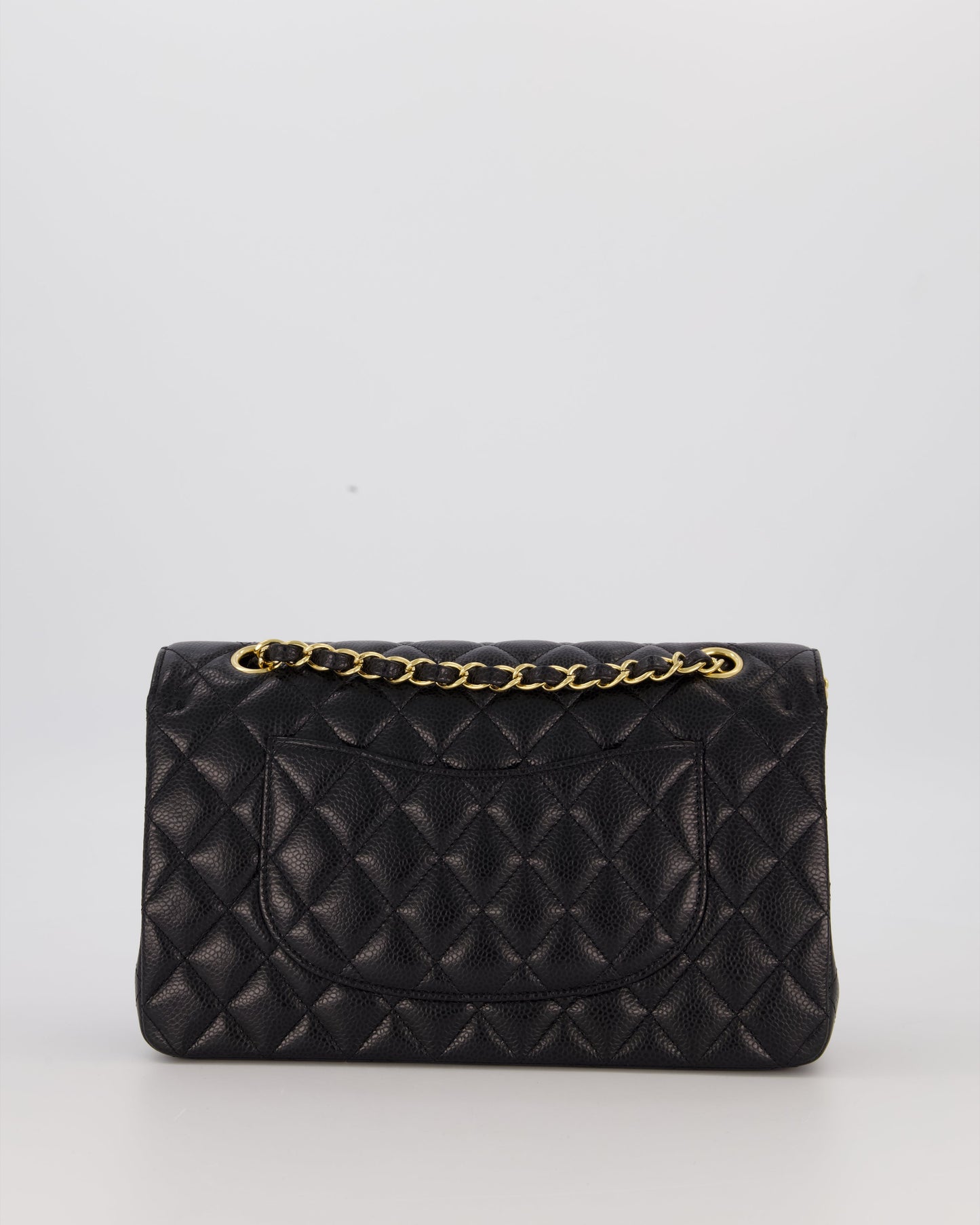 Chanel Black Classic Medium Double Flap Bag in Caviar Leather with Gold Hardware