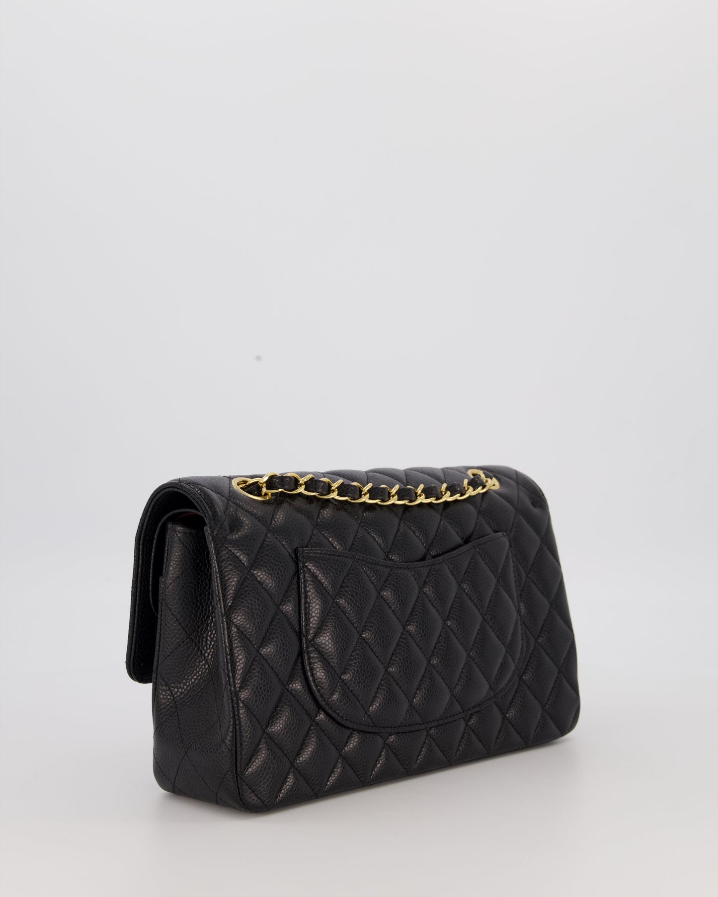Chanel Black Classic Medium Double Flap Bag in Caviar Leather with Gold Hardware