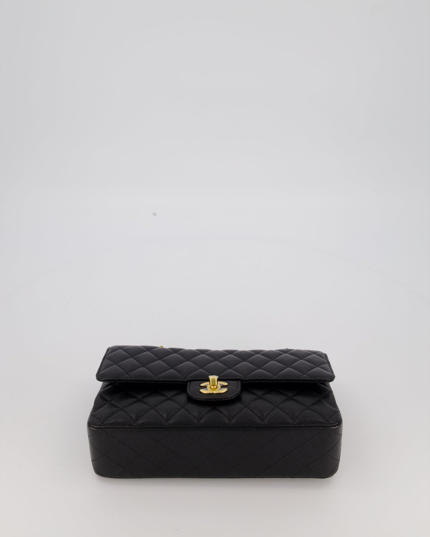 Chanel Black Classic Medium Double Flap Bag in Caviar Leather with Gold Hardware