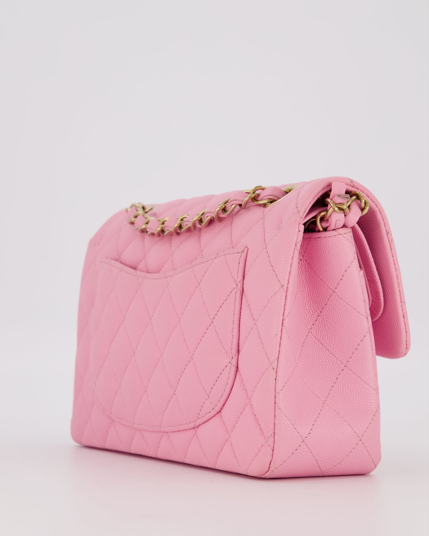 Chanel 23P Bubblegum Pink Classic Small Double Flap Bag in Caviar Leather with Gold Hardware