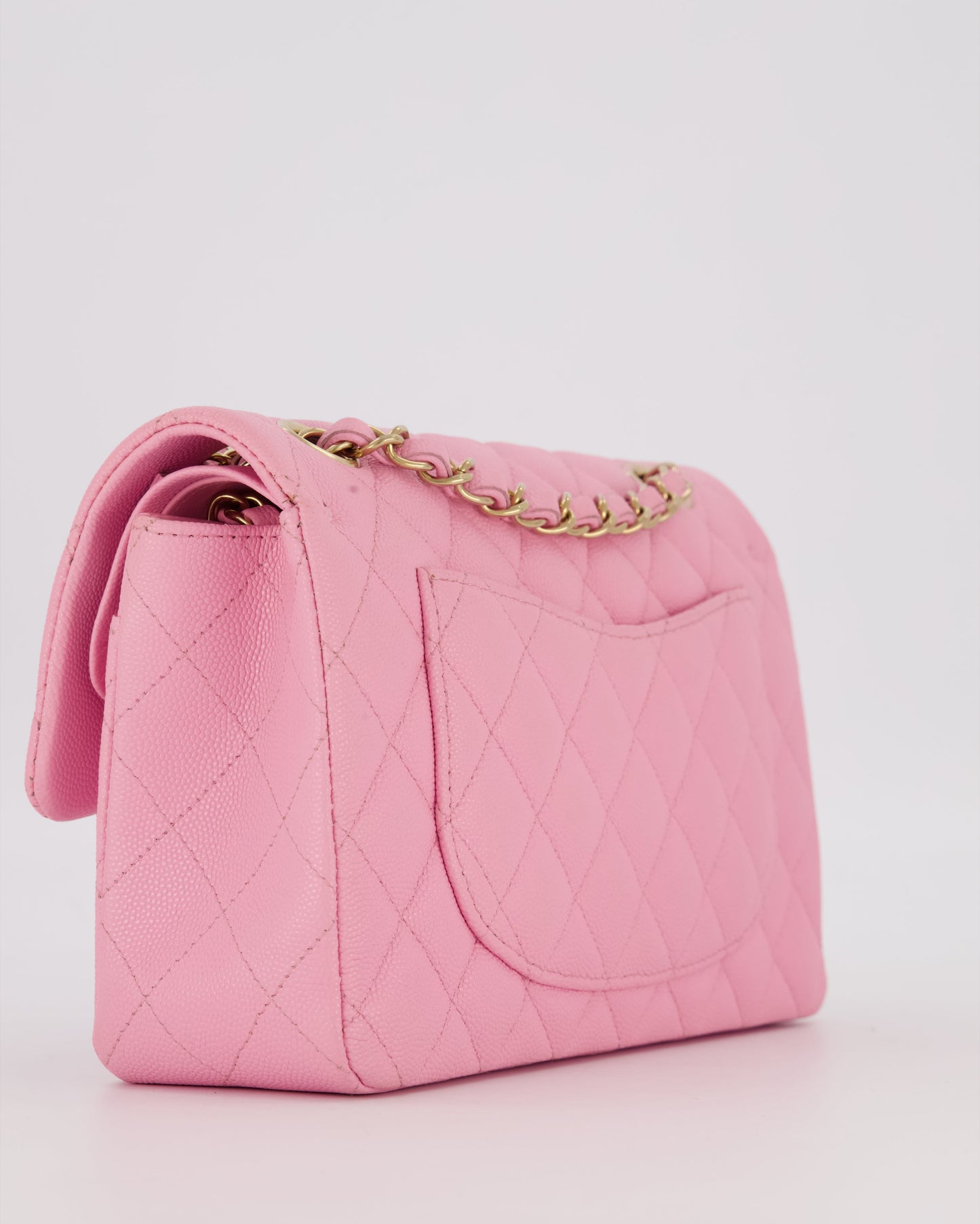 Chanel 23P Bubblegum Pink Classic Small Double Flap Bag in Caviar Leather with Gold Hardware