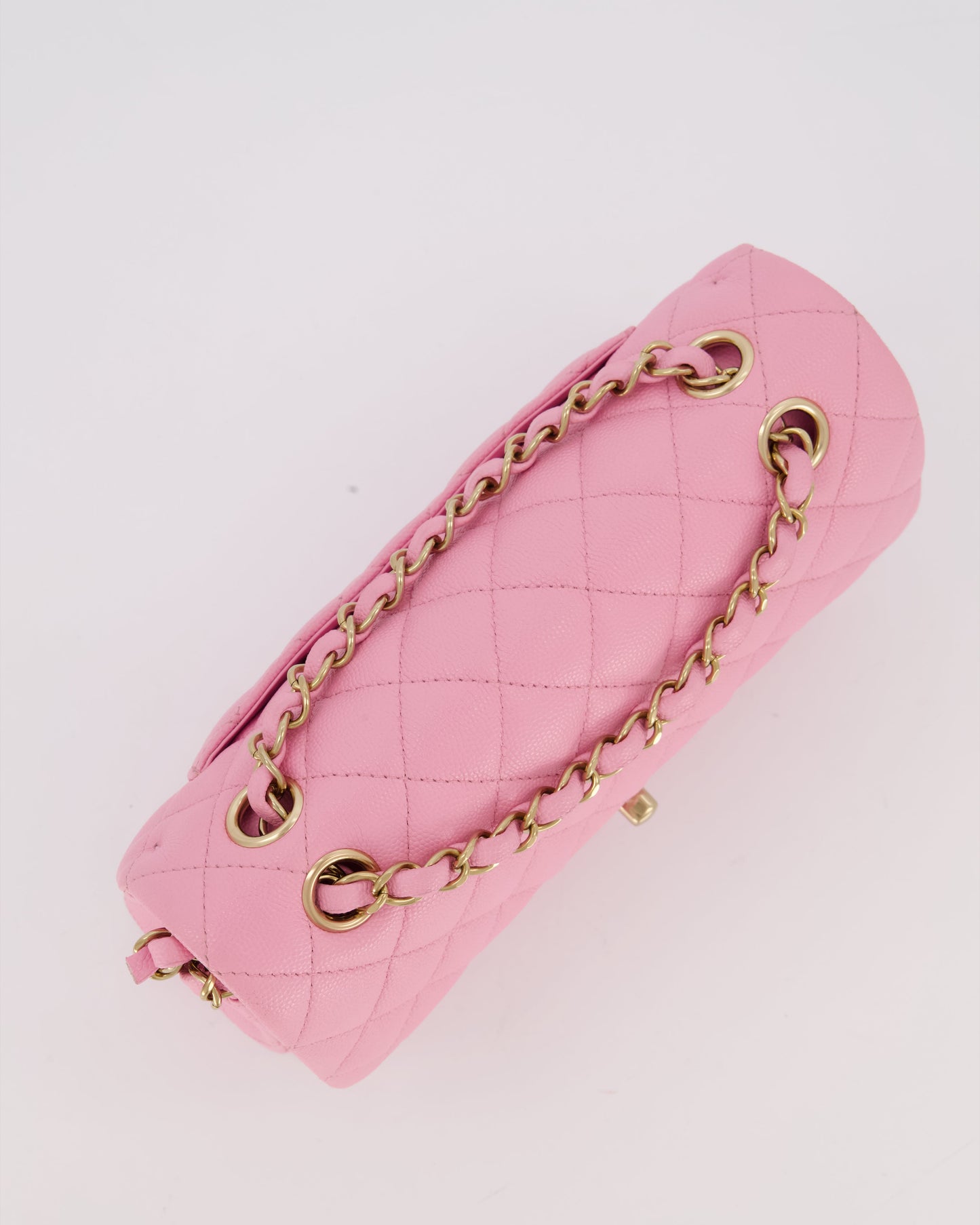 Chanel 23P Bubblegum Pink Classic Small Double Flap Bag in Caviar Leather with Gold Hardware