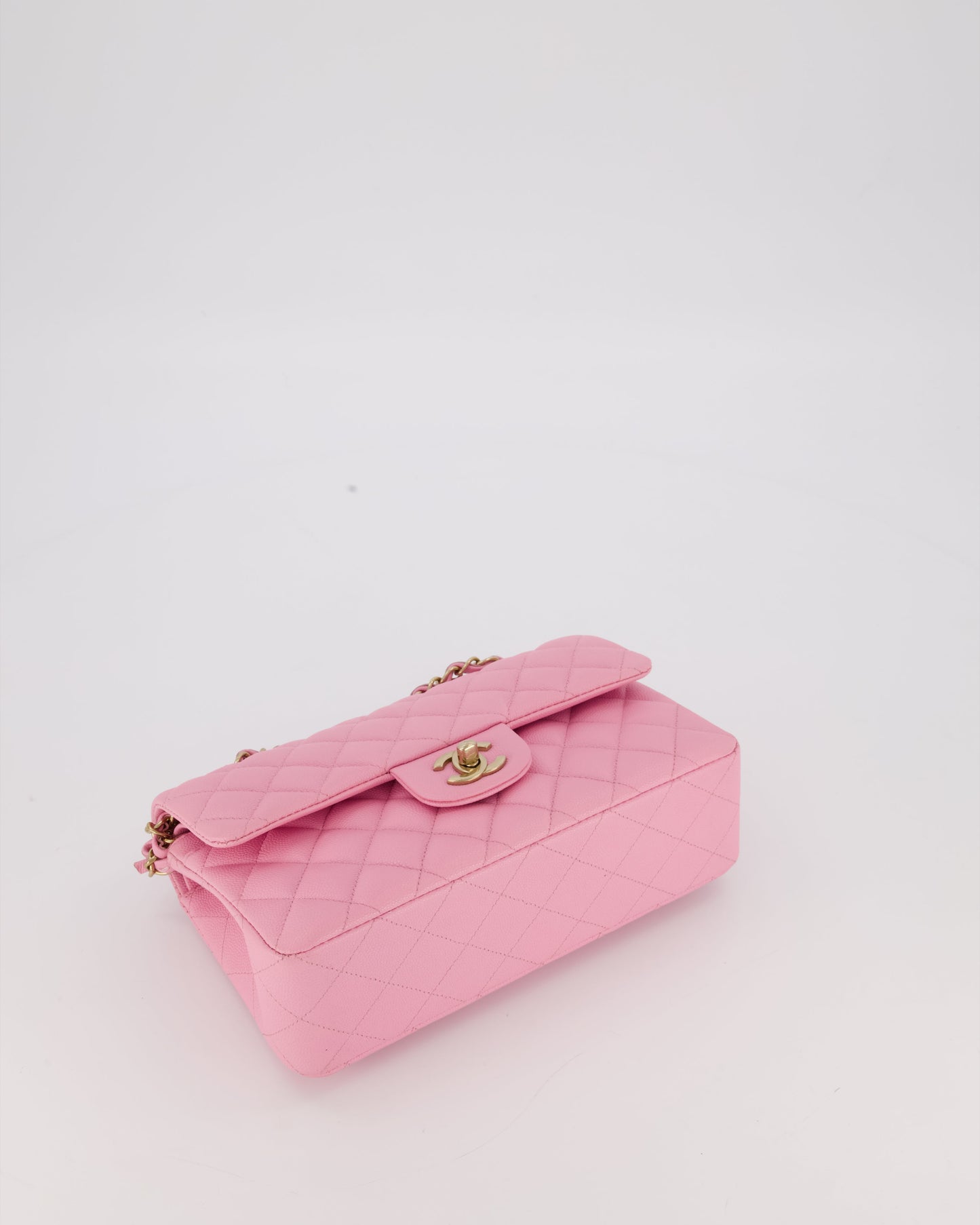 Chanel 23P Bubblegum Pink Classic Small Double Flap Bag in Caviar Leather with Gold Hardware