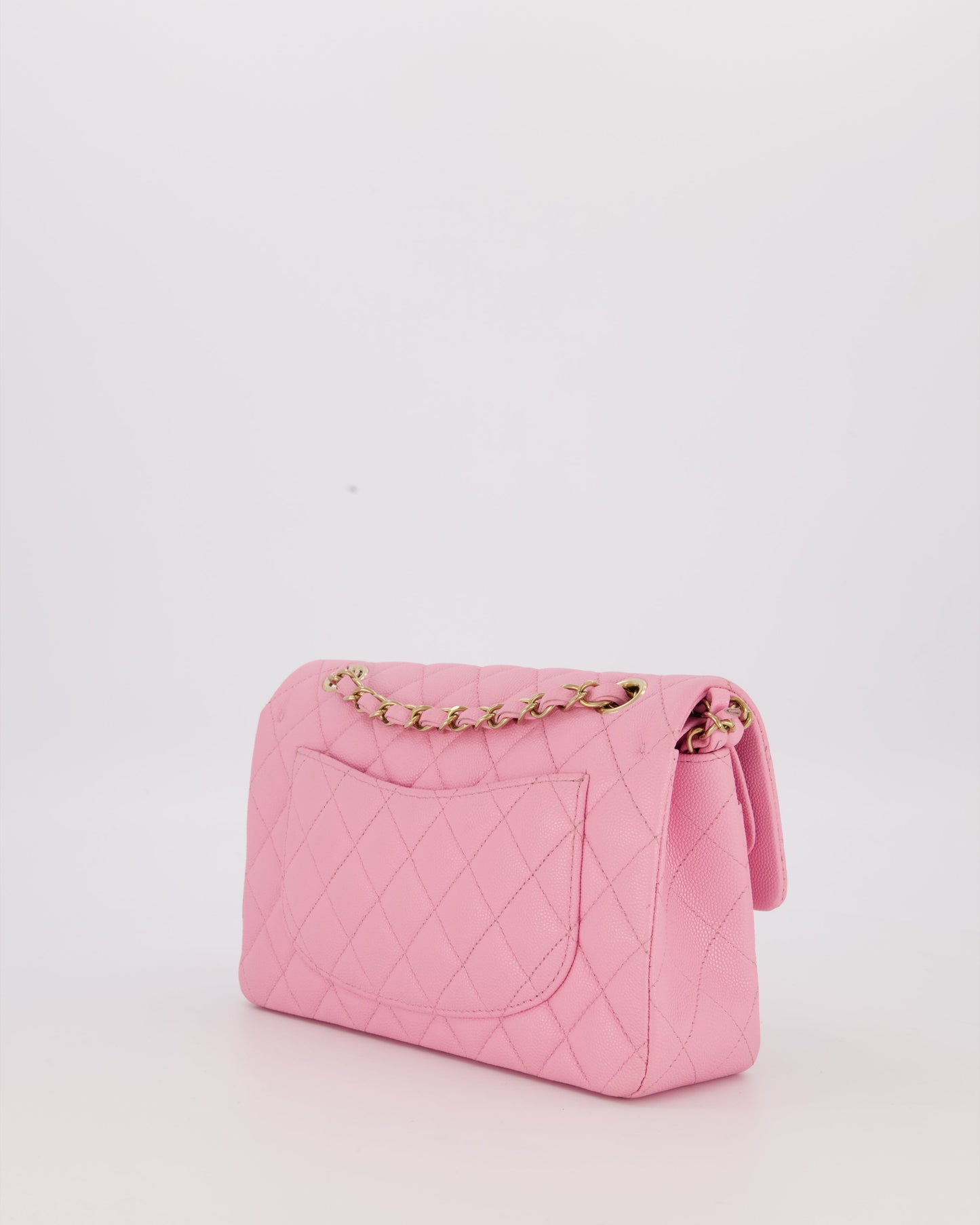 Chanel 23P Bubblegum Pink Classic Small Double Flap Bag in Caviar Leather with Gold Hardware