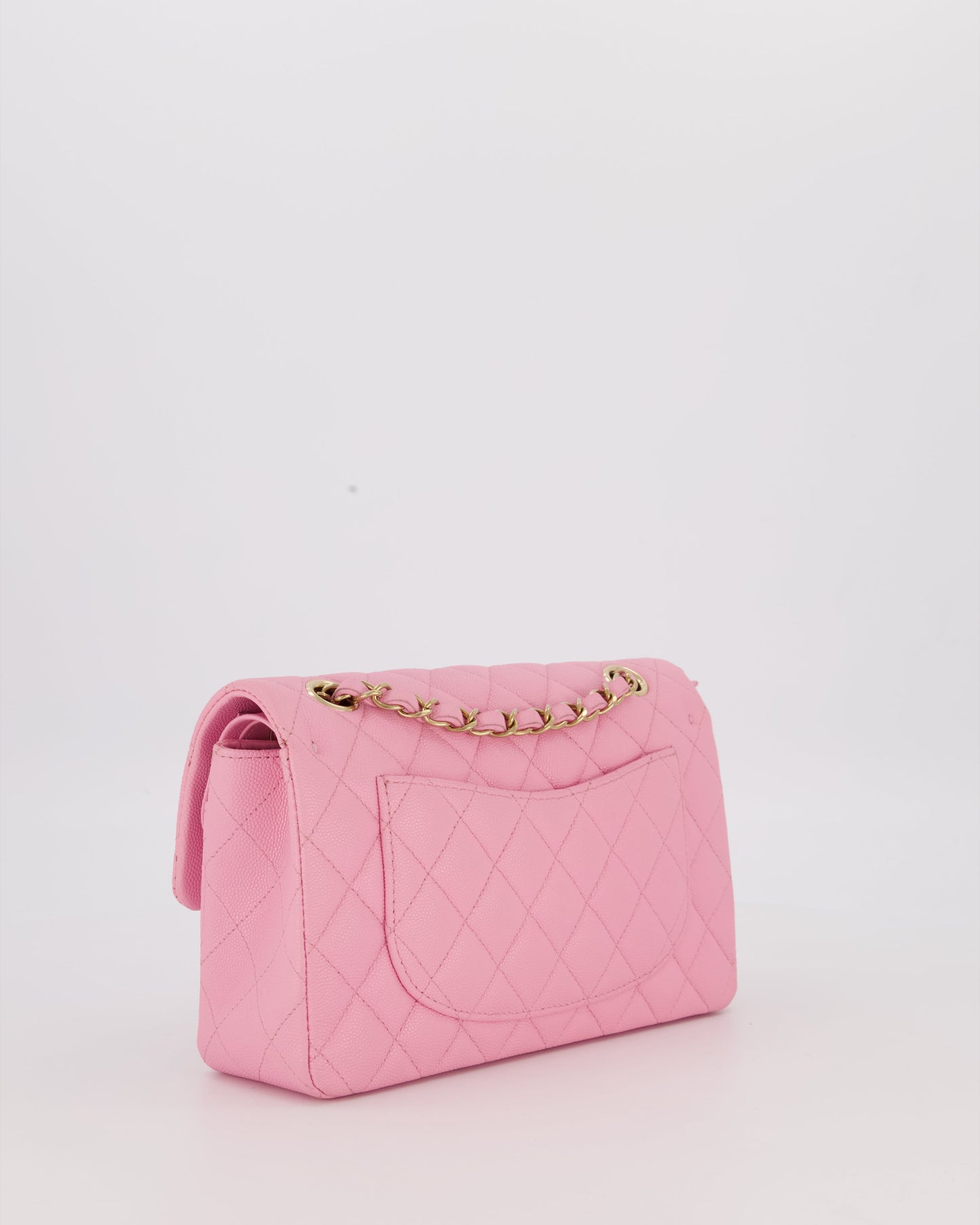 Chanel 23P Bubblegum Pink Classic Small Double Flap Bag in Caviar Leather with Gold Hardware
