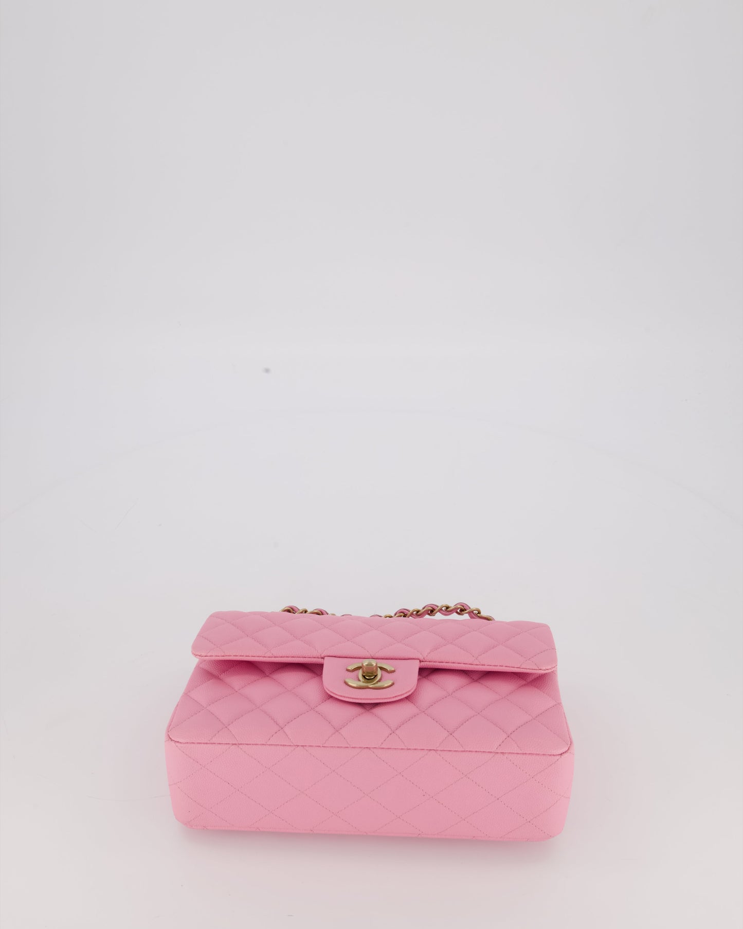 Chanel 23P Bubblegum Pink Classic Small Double Flap Bag in Caviar Leather with Gold Hardware