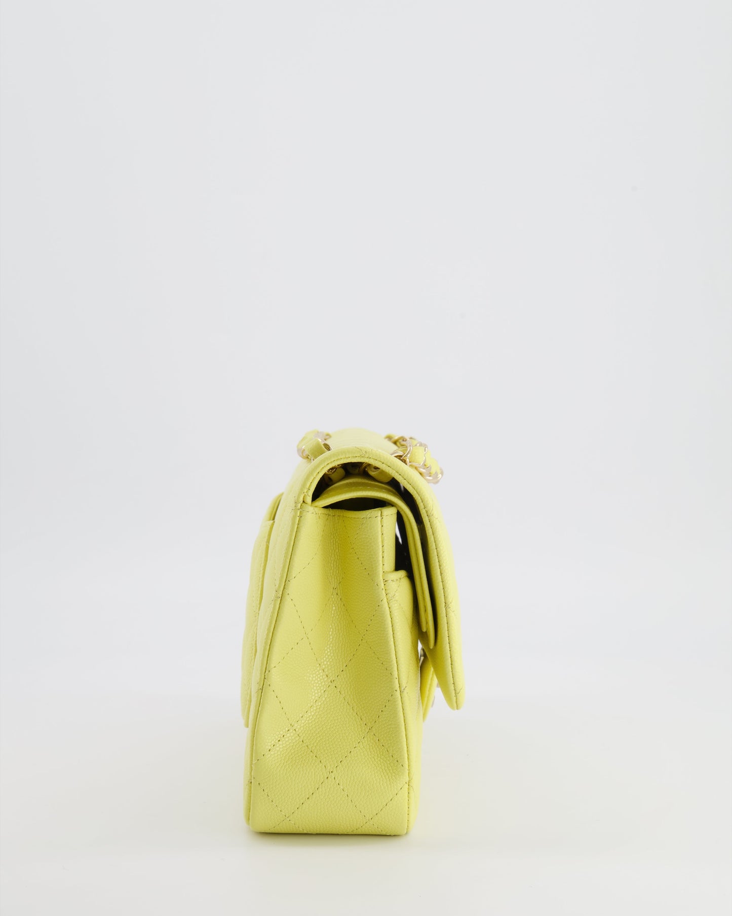 Chanel Classic Medium Double Flap Bag in Sorbet Yellow Caviar Leather with Champagne Gold Hardware