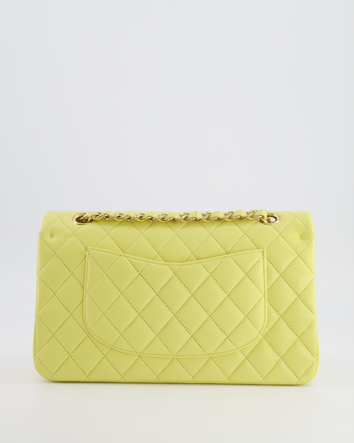 Chanel Classic Medium Double Flap Bag in Sorbet Yellow Caviar Leather with Champagne Gold Hardware