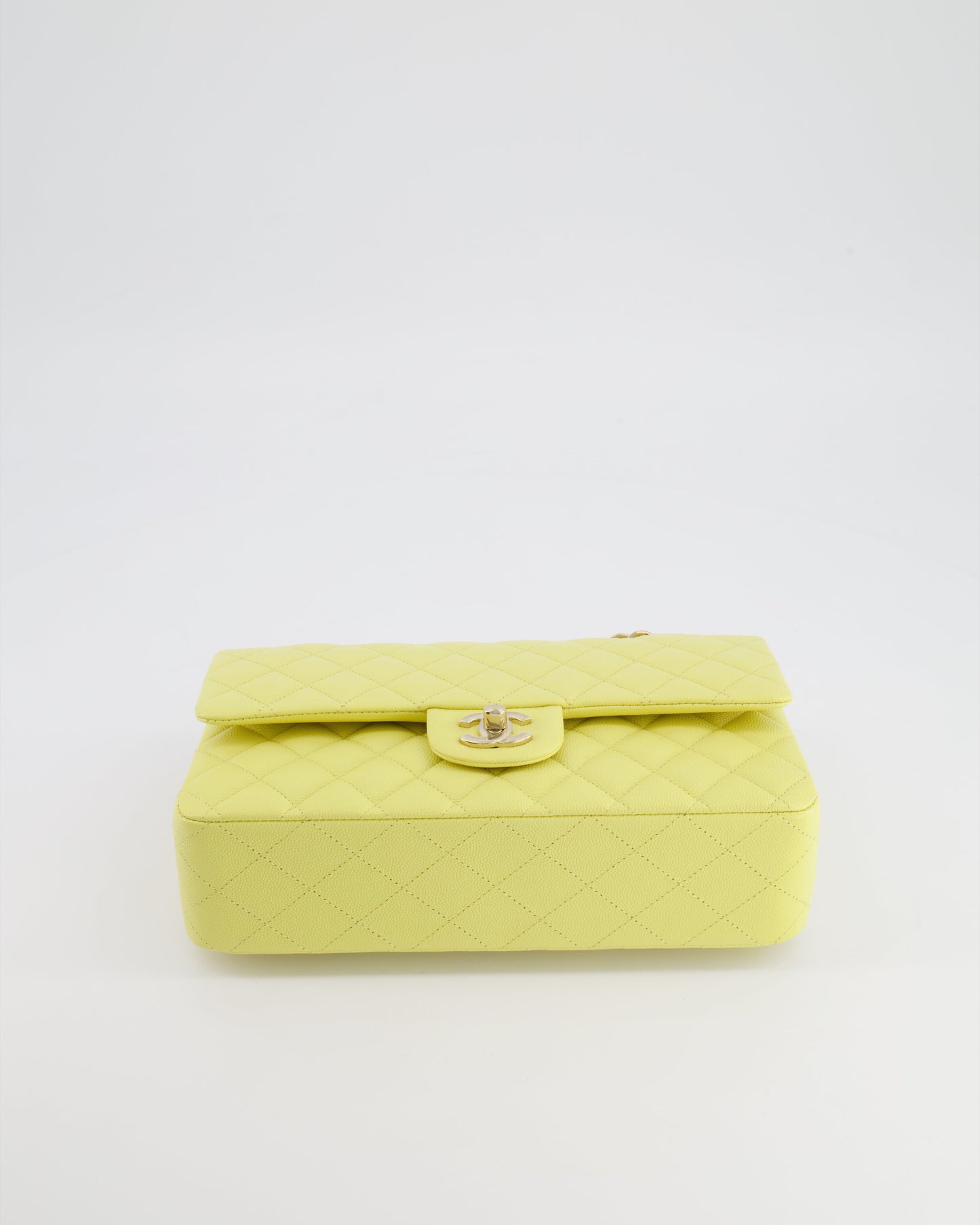 Chanel Classic Medium Double Flap Bag in Sorbet Yellow Caviar Leather with Champagne Gold Hardware