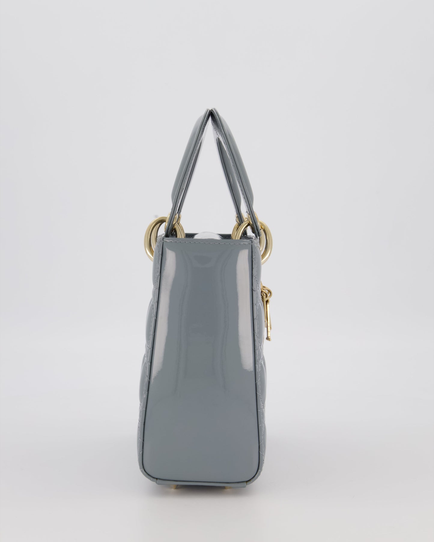 Christian Dior Cloud Blue Small Lady Dior in Cannage Patent Leather with Gold Hardware
