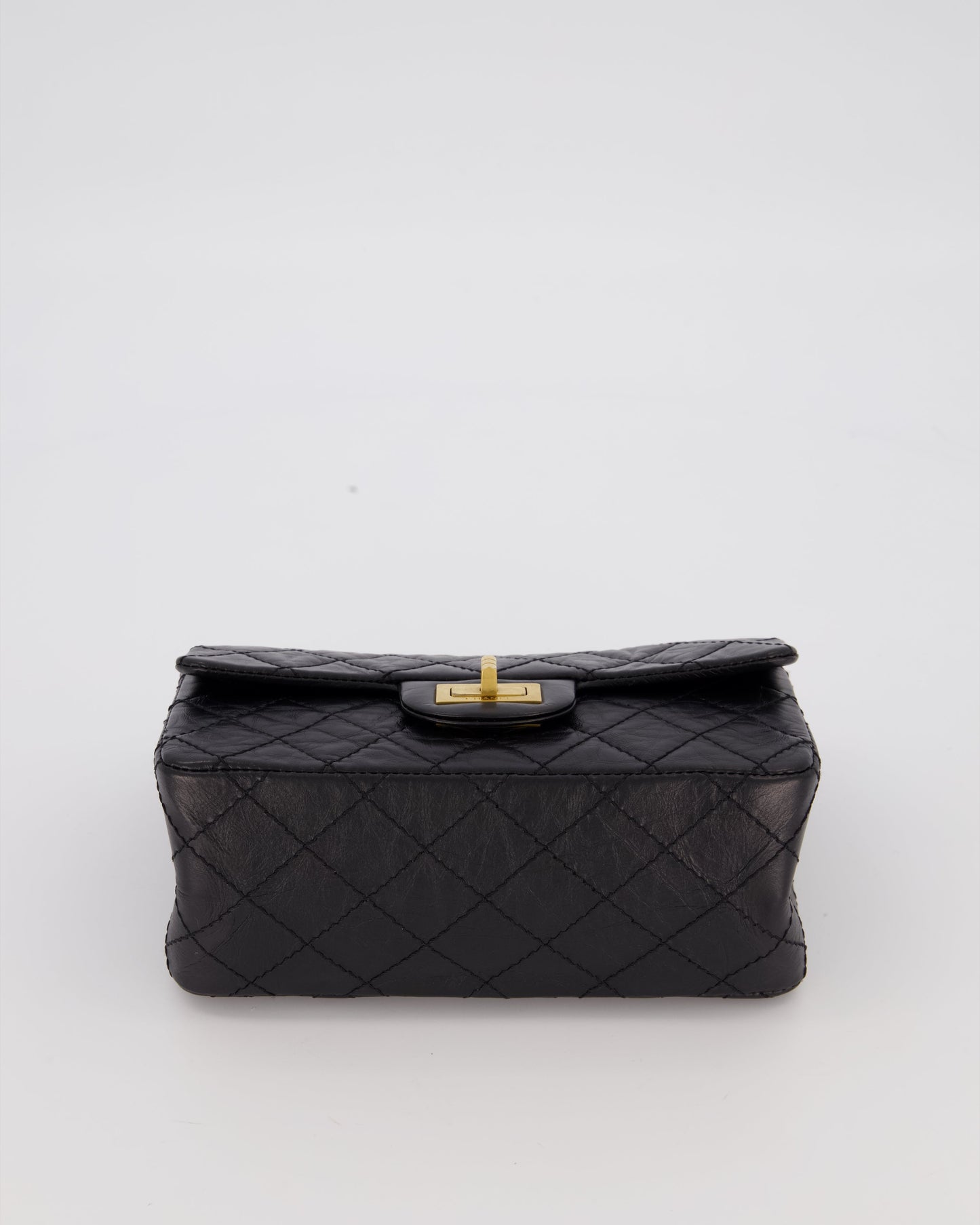 Chanel Mini 2.55 Reissue Flap Bag in Black Aged Calfskin Leather with Gold Hardware