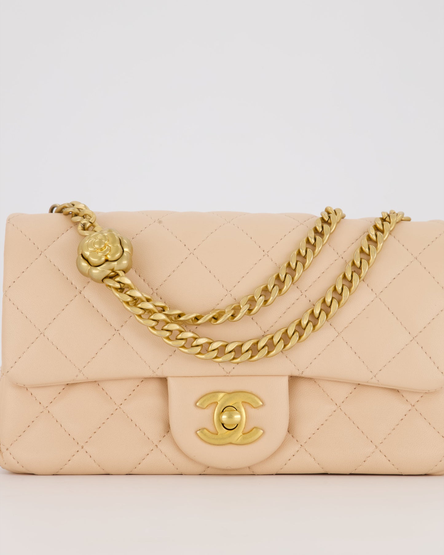 Chanel Coco Crush Peach Mini Rectangular Flap Bag in Lambskin Leather with Brushed Gold Hardware