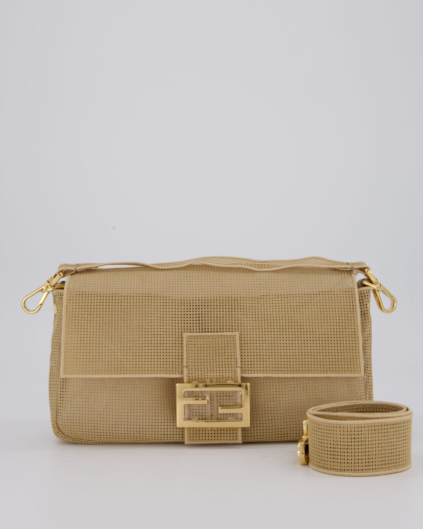 *LIMITED EDITION* Fendi Baguette Bag with Needlepoint Embroidery Kit in Perforated Cotton with Gold Hardware