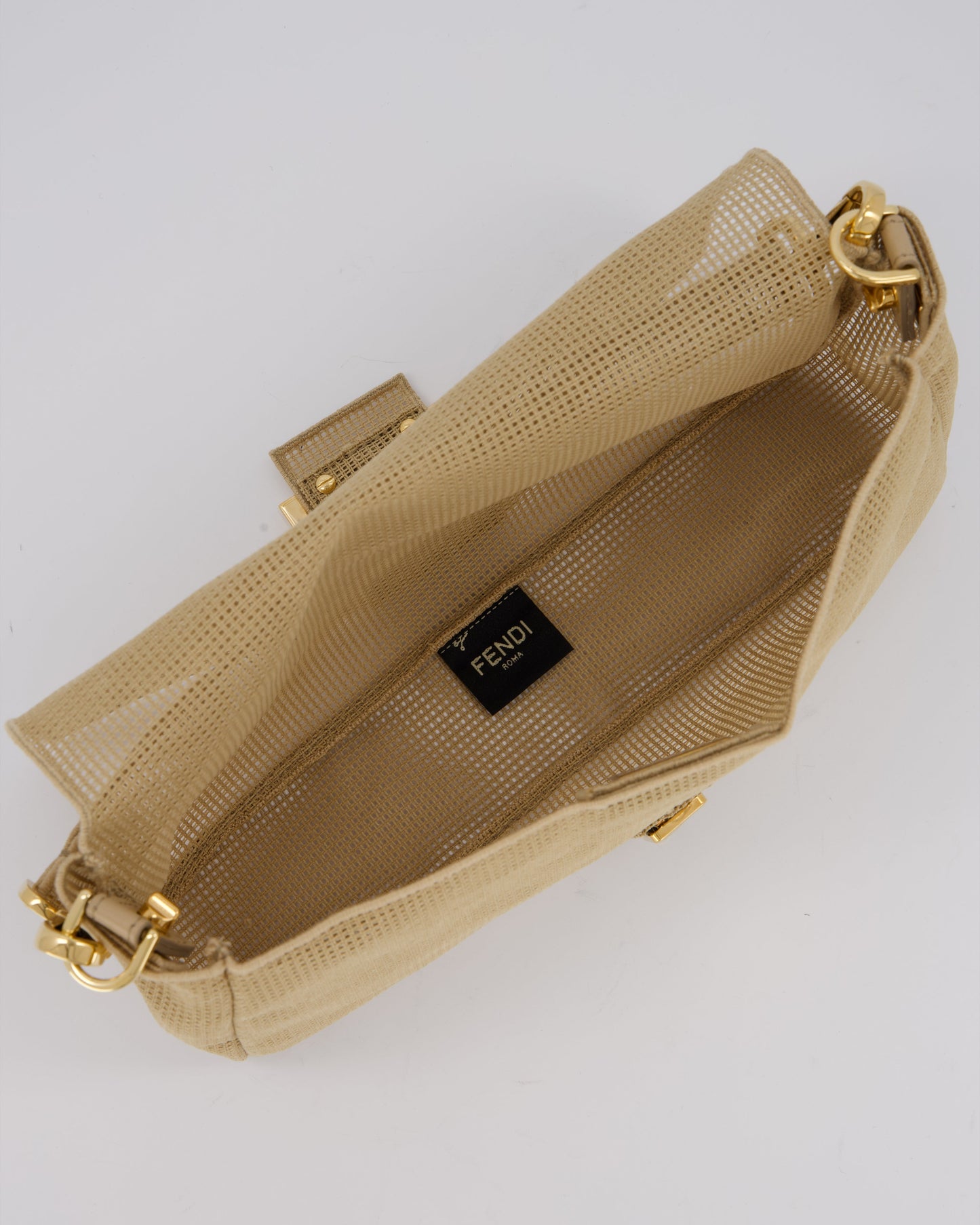 *LIMITED EDITION* Fendi Baguette Bag with Needlepoint Embroidery Kit in Perforated Cotton with Gold Hardware