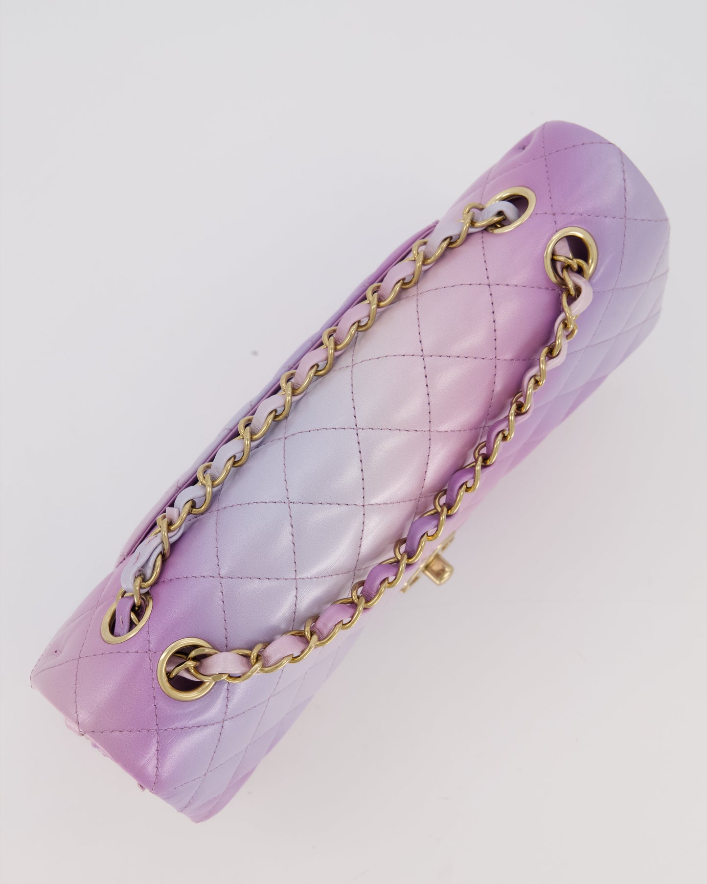 Chanel Purple & Pink Ombre Quilted Medium Double Flap Bag in Lambskin with Champagne Gold Hardware