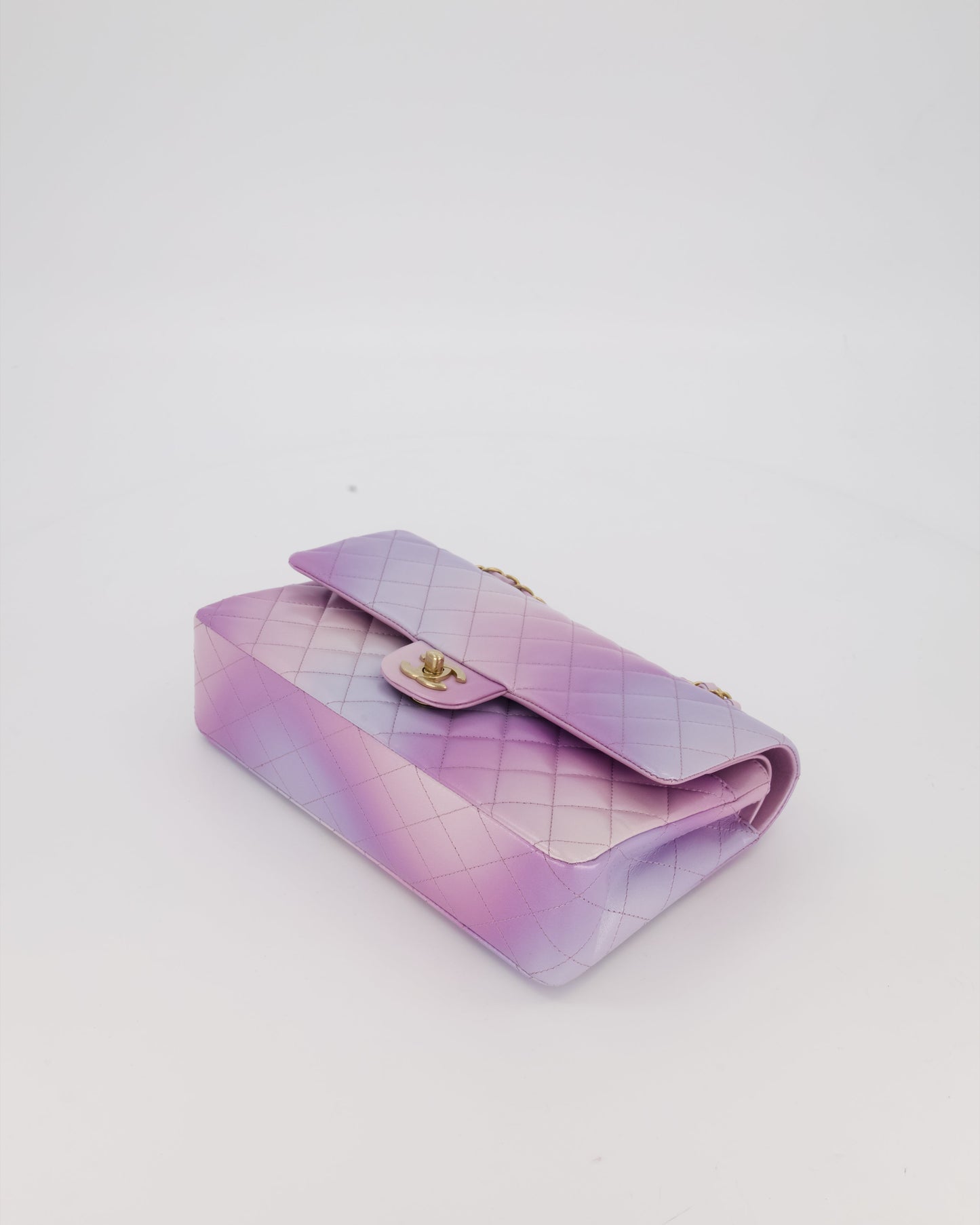 Chanel Purple & Pink Ombre Quilted Medium Double Flap Bag in Lambskin with Champagne Gold Hardware