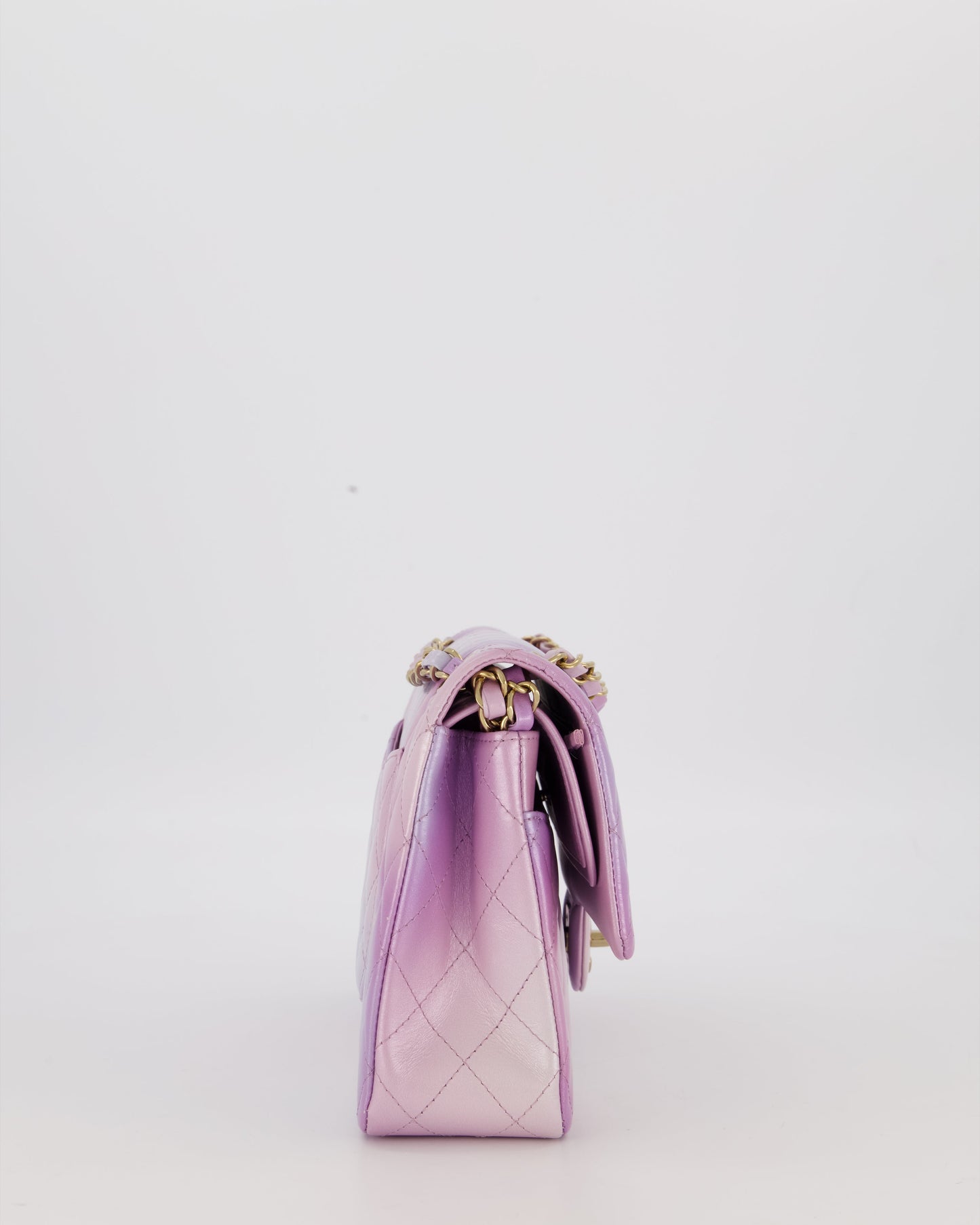 Chanel Purple & Pink Ombre Quilted Medium Double Flap Bag in Lambskin with Champagne Gold Hardware
