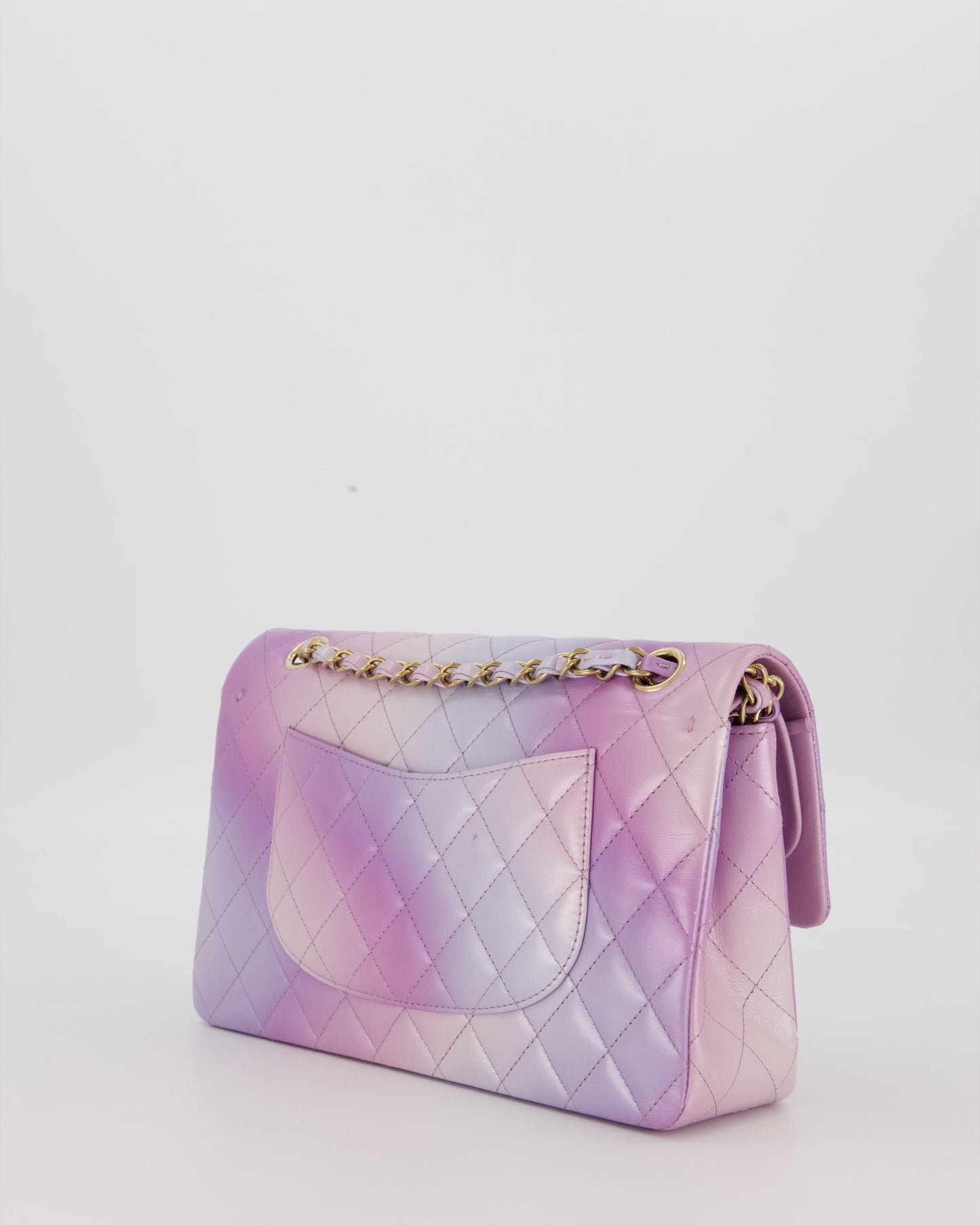 Chanel Purple & Pink Ombre Quilted Medium Double Flap Bag in Lambskin with Champagne Gold Hardware