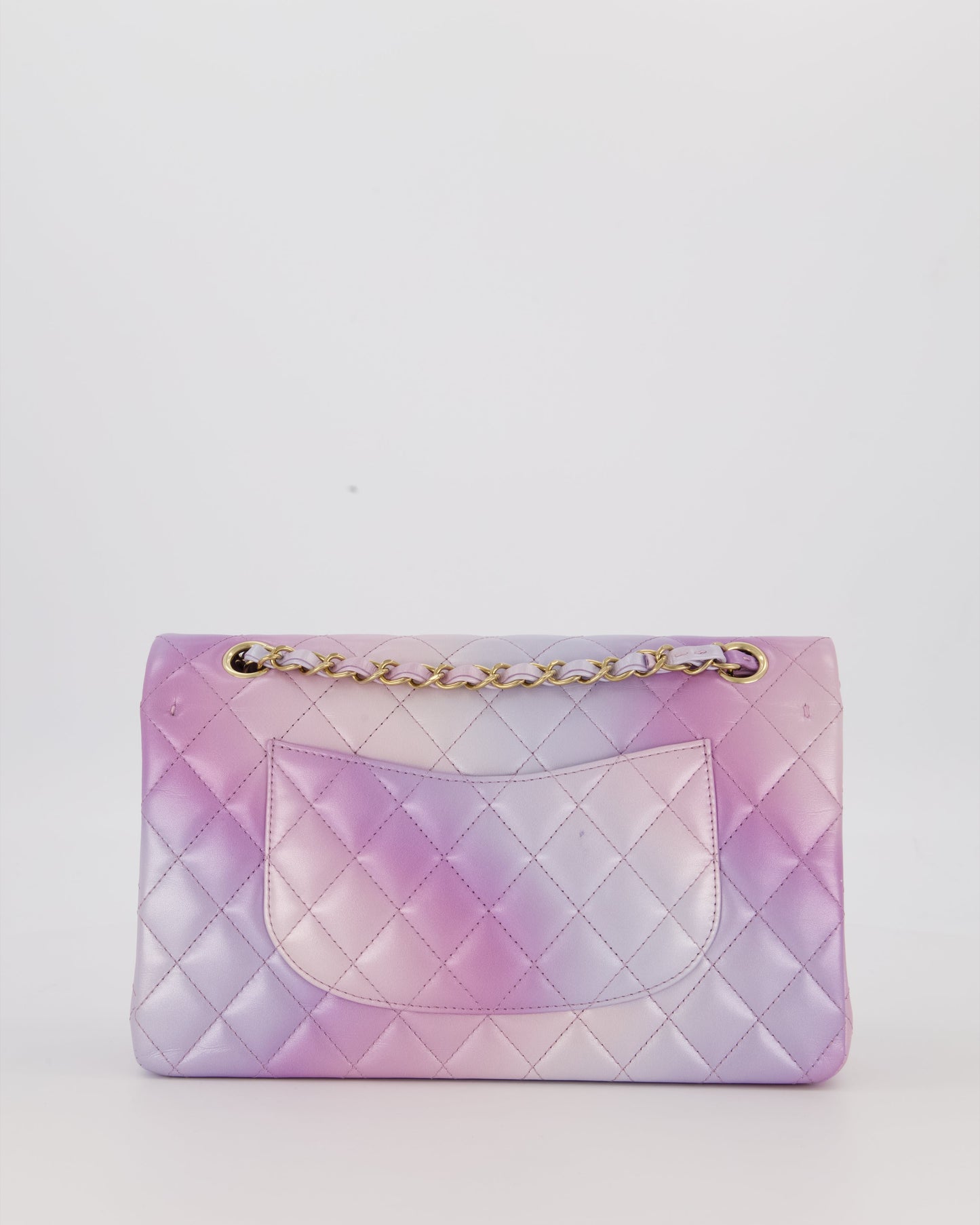 Chanel Purple & Pink Ombre Quilted Medium Double Flap Bag in Lambskin with Champagne Gold Hardware