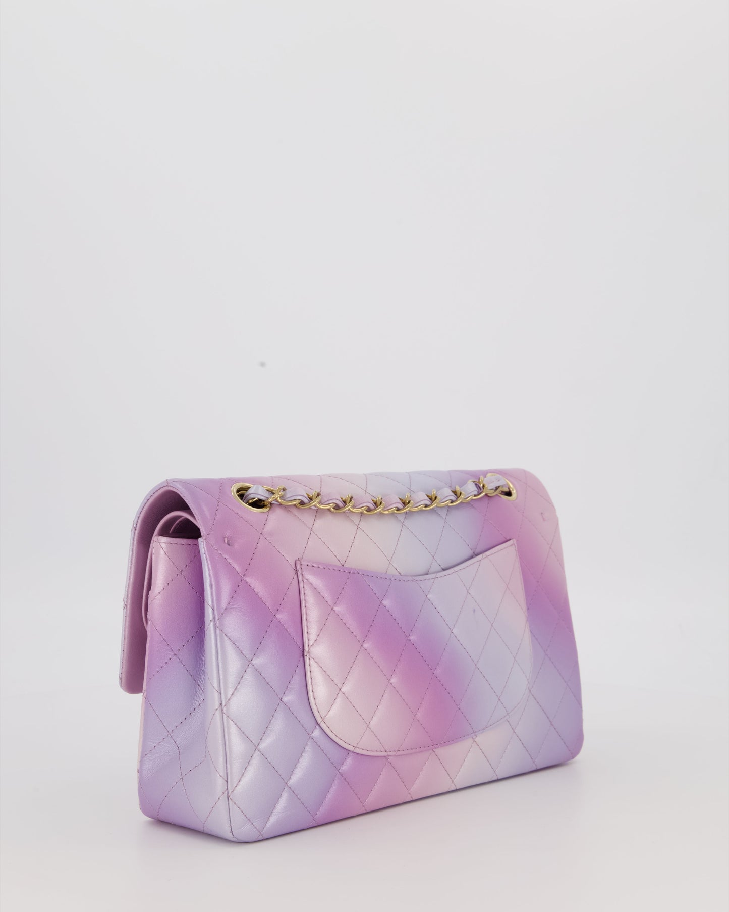 Chanel Purple & Pink Ombre Quilted Medium Double Flap Bag in Lambskin with Champagne Gold Hardware
