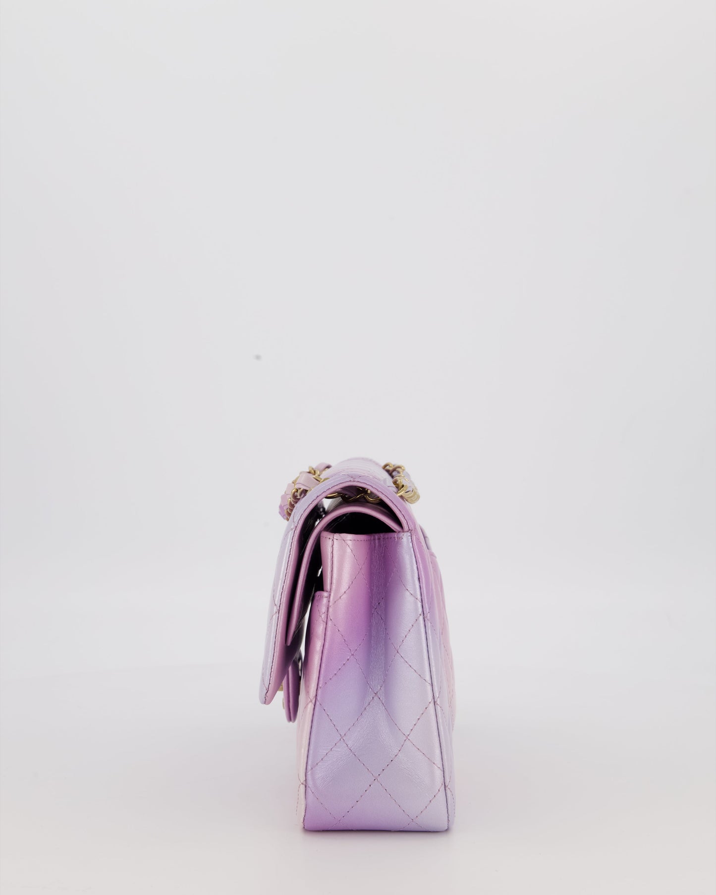 Chanel Purple & Pink Ombre Quilted Medium Double Flap Bag in Lambskin with Champagne Gold Hardware