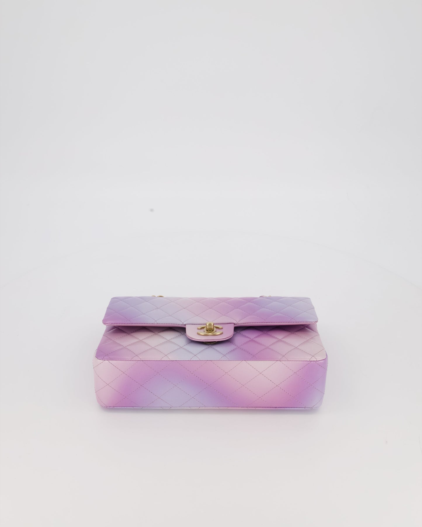 Chanel Purple & Pink Ombre Quilted Medium Double Flap Bag in Lambskin with Champagne Gold Hardware