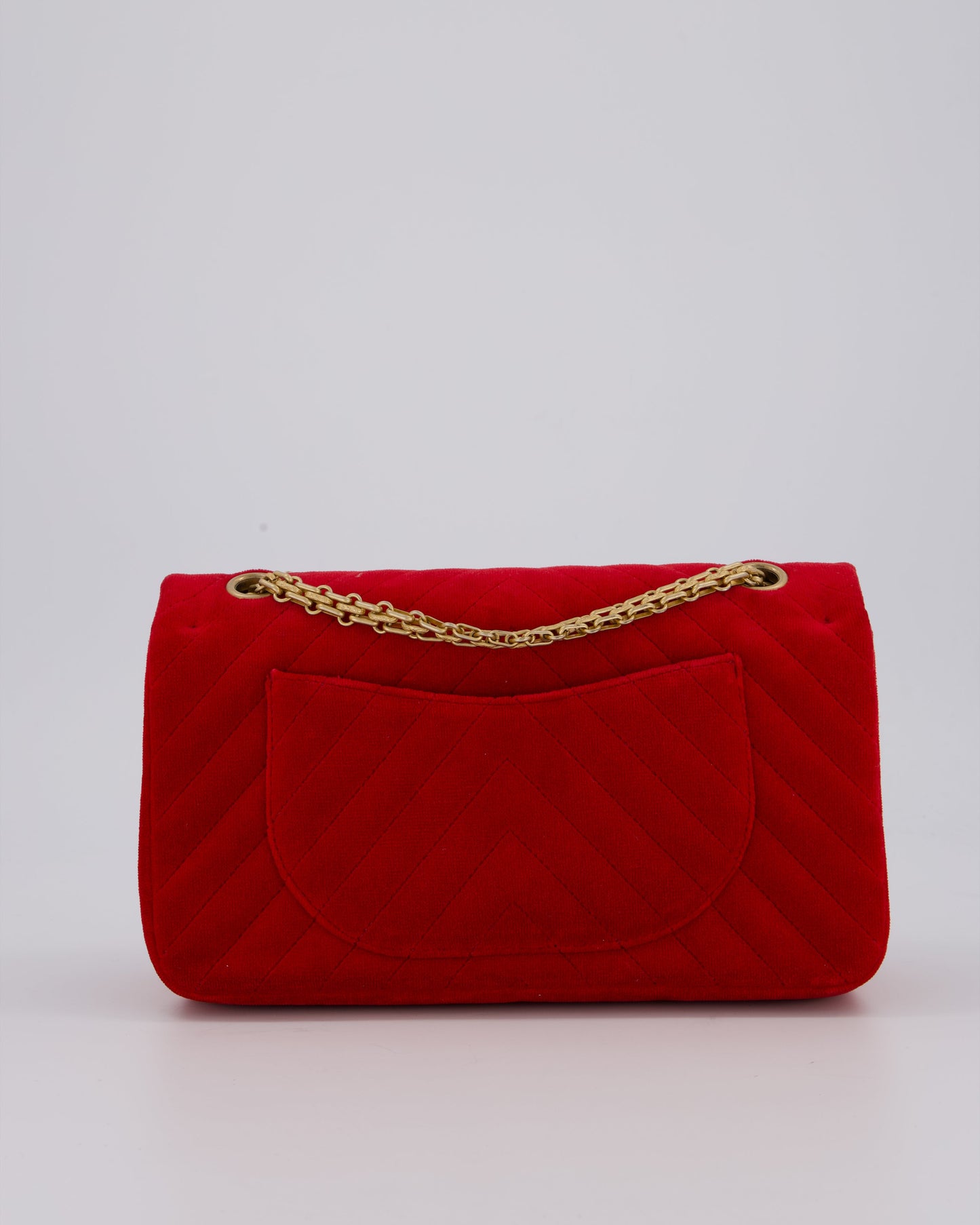 Chanel Red Velvet Reissue 2.55 Quilted Medium Double Flap Bag with Gold Hardware