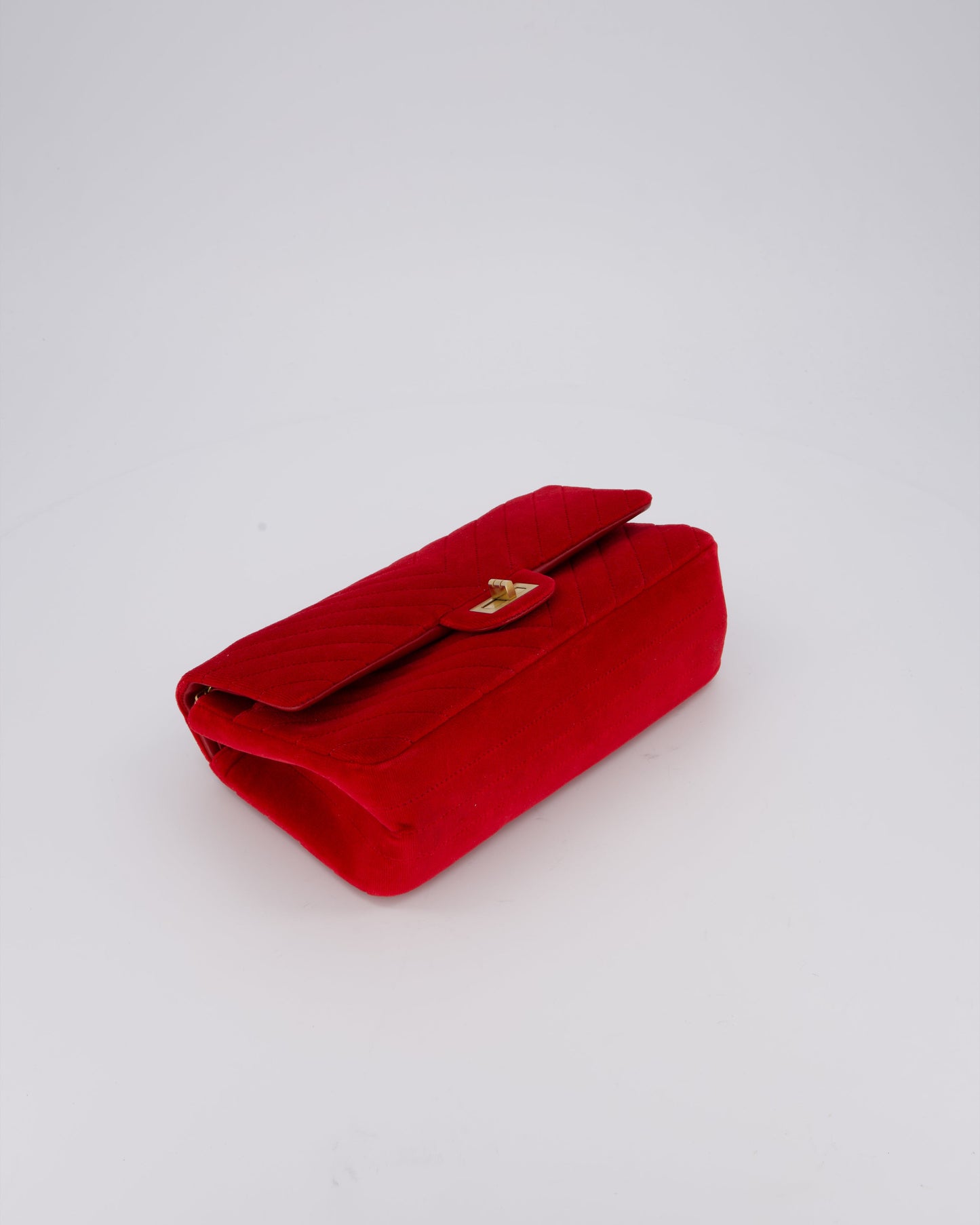 Chanel Red Velvet Reissue 2.55 Quilted Medium Double Flap Bag with Gold Hardware