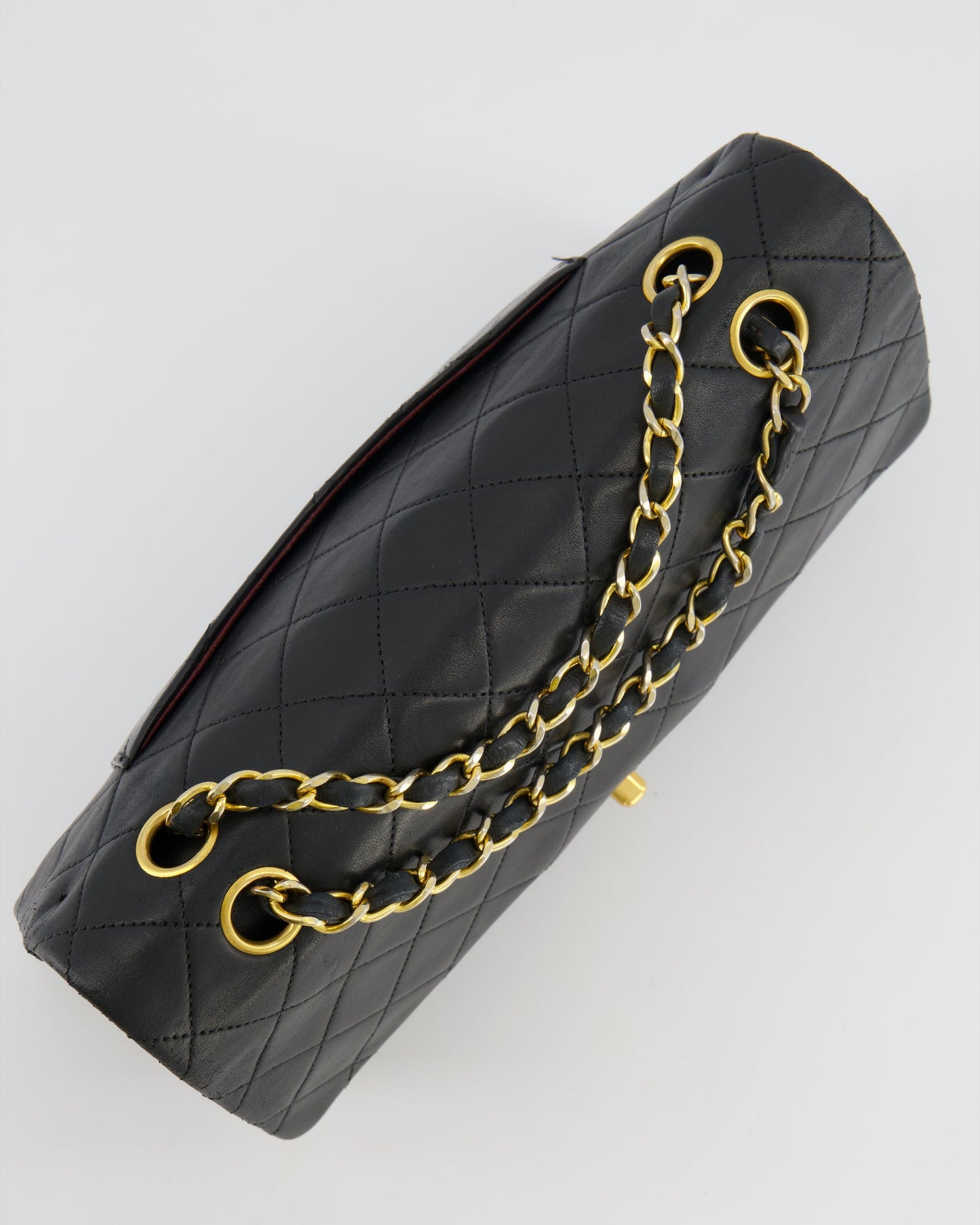 Chanel Medium Classic Double Flap Bag in Black Lambskin Leather with 24K Gold Hardware