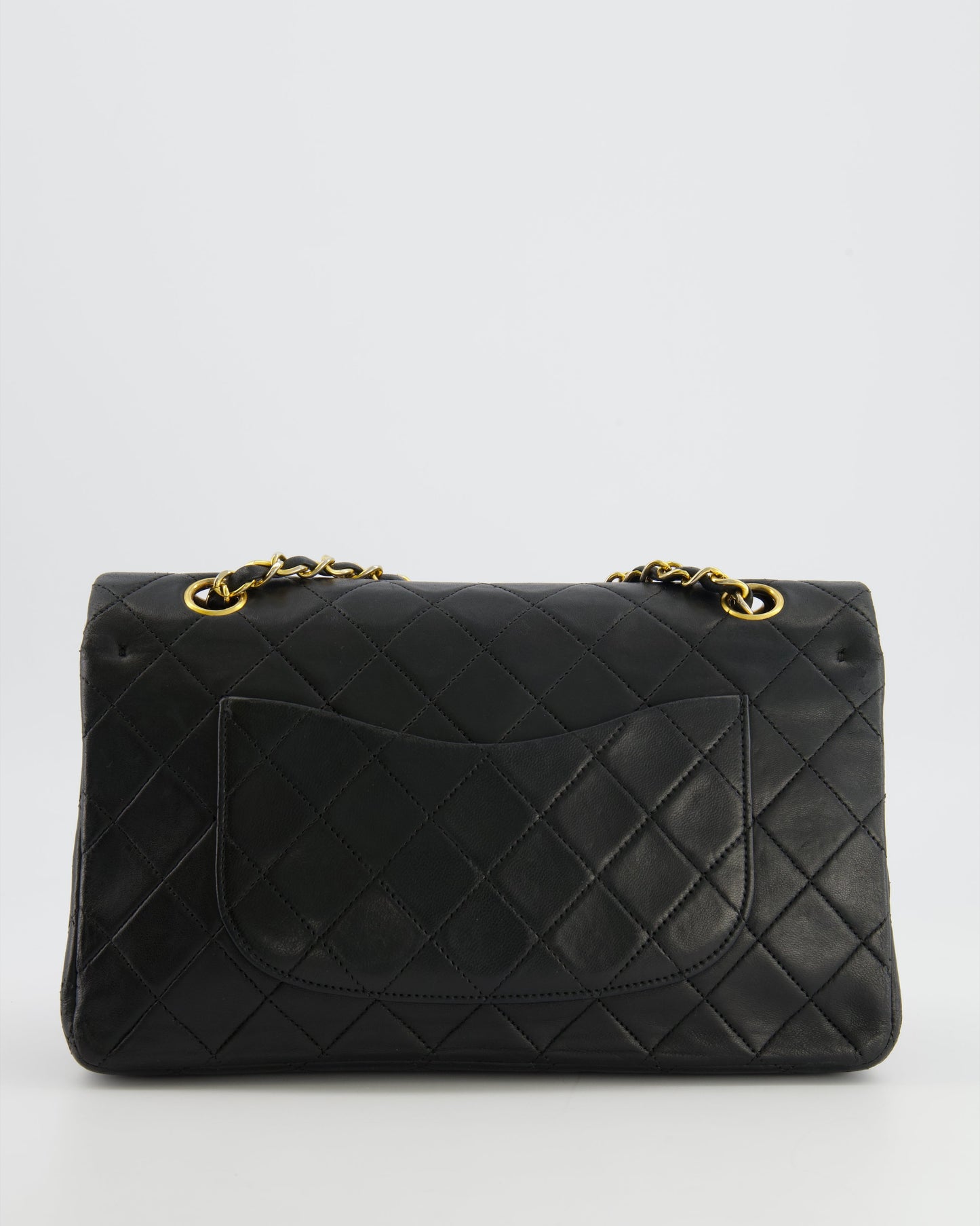 Chanel Medium Classic Double Flap Bag in Black Lambskin Leather with 24K Gold Hardware