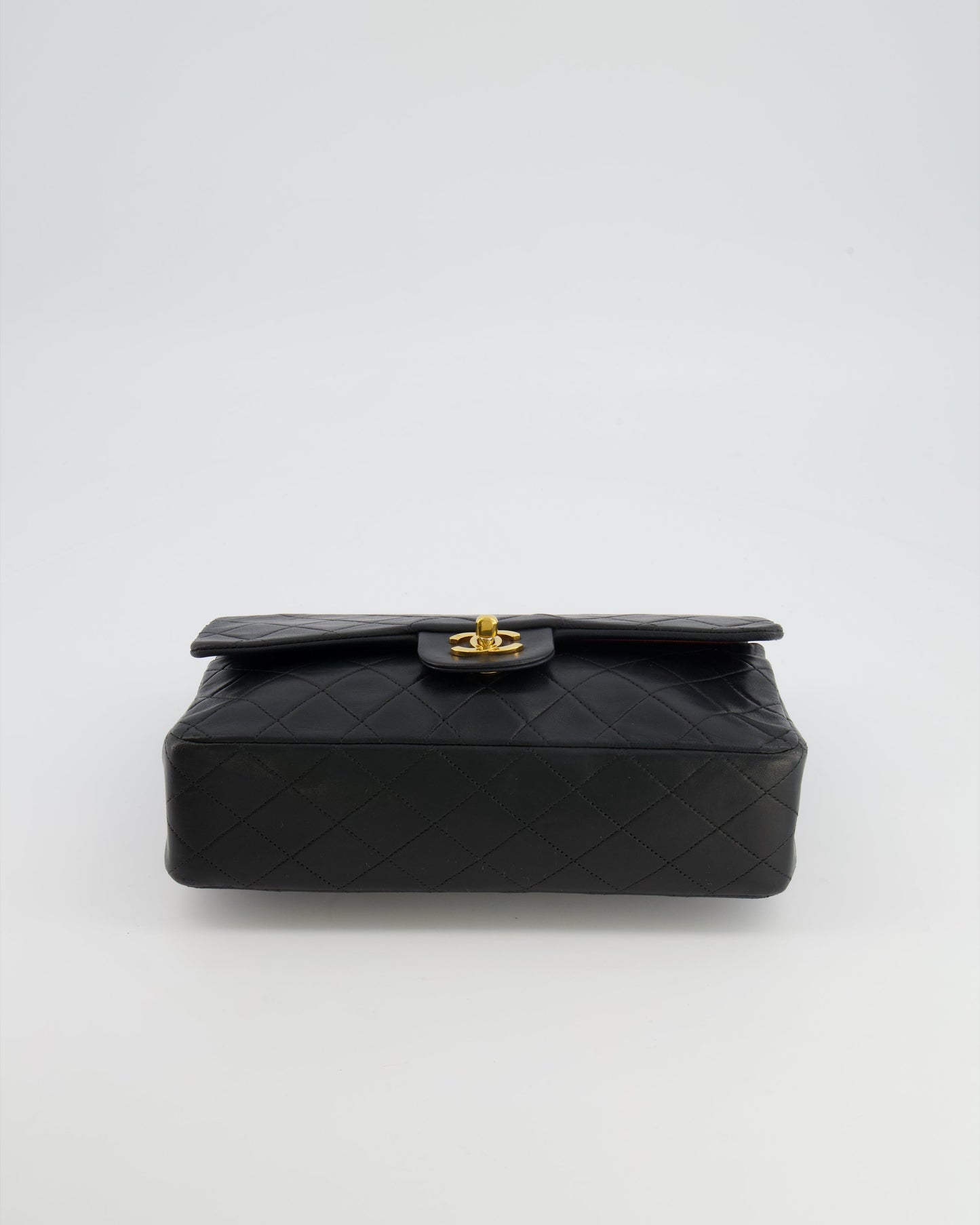 Chanel Medium Classic Double Flap Bag in Black Lambskin Leather with 24K Gold Hardware