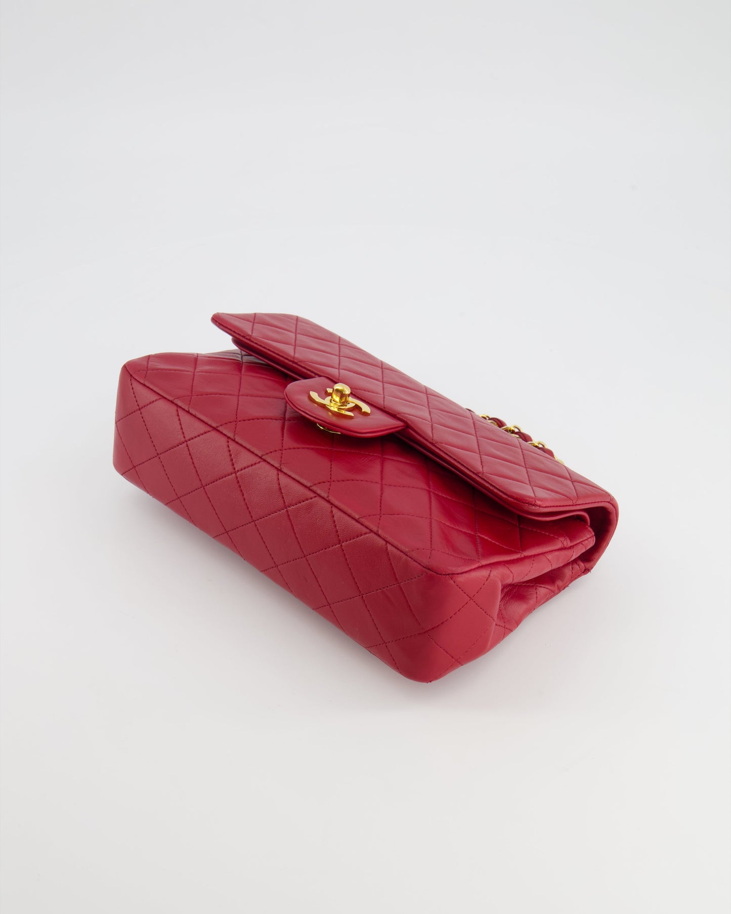 Chanel Small Classic Double Flap Bag in Red Lambskin Leather with 24K Gold Hardware
