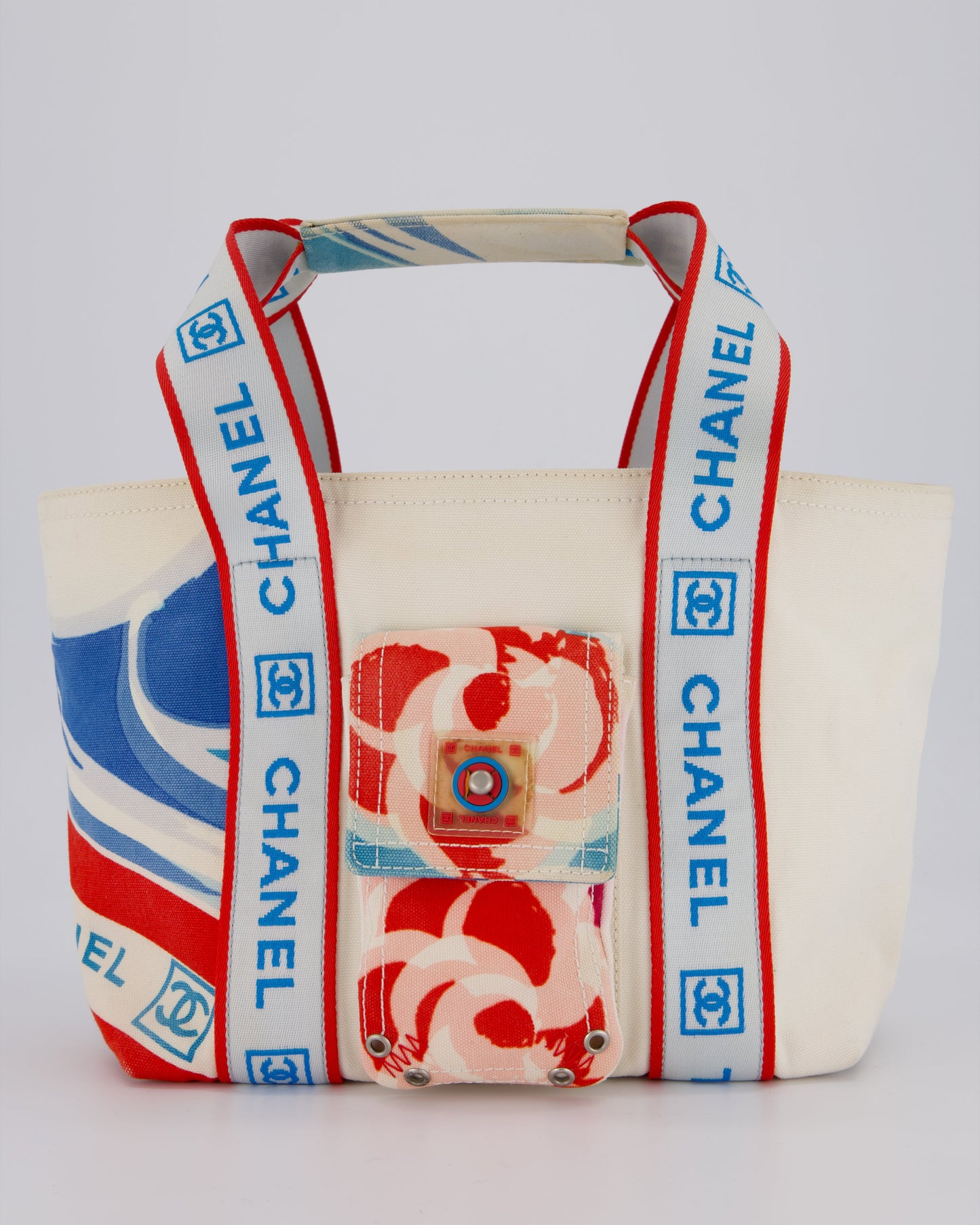 Chanel Sport Line Canvas Tote Bag with CC Logo Straps and Front Pocket