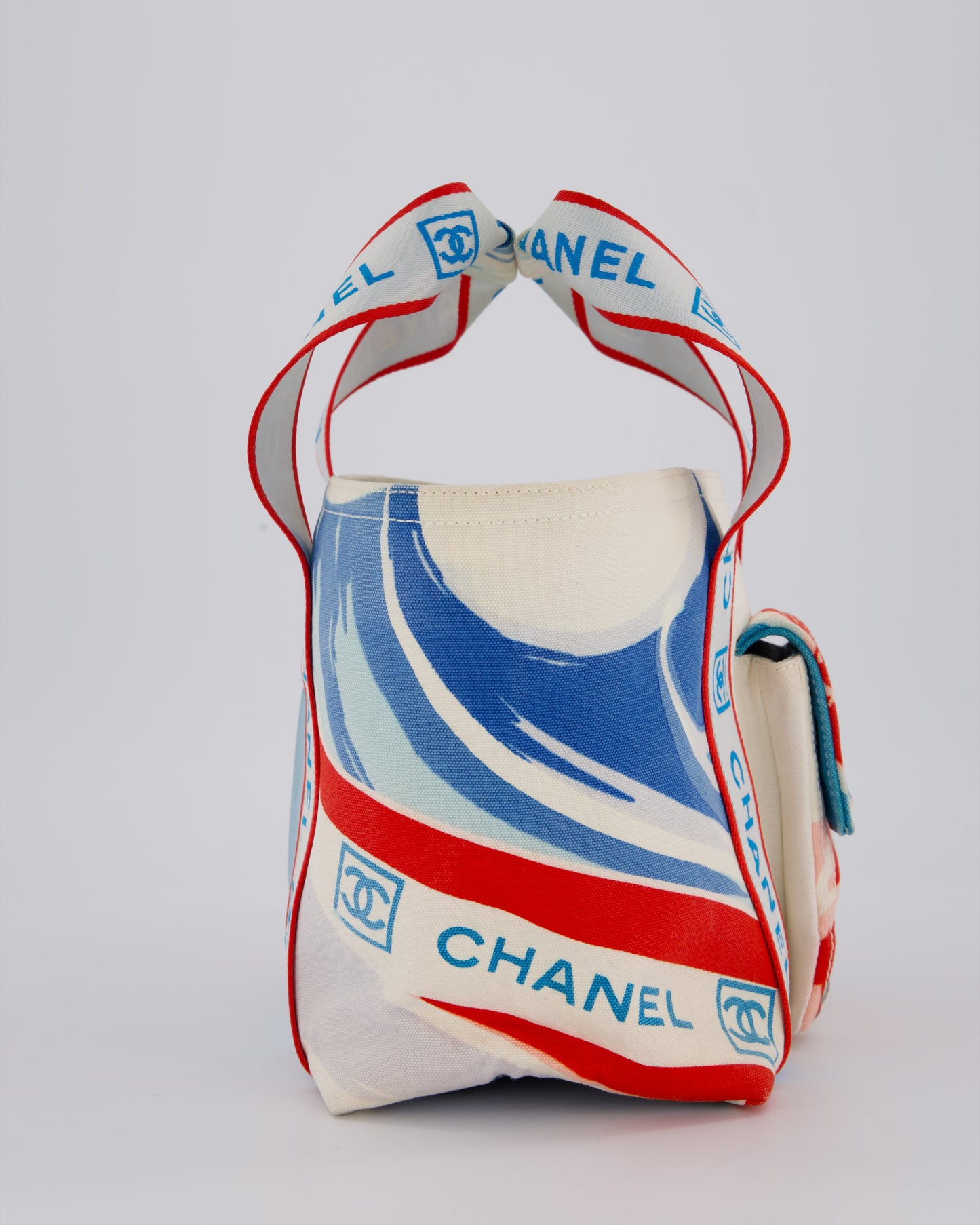 Chanel Sport Line Canvas Tote Bag with CC Logo Straps and Front Pocket