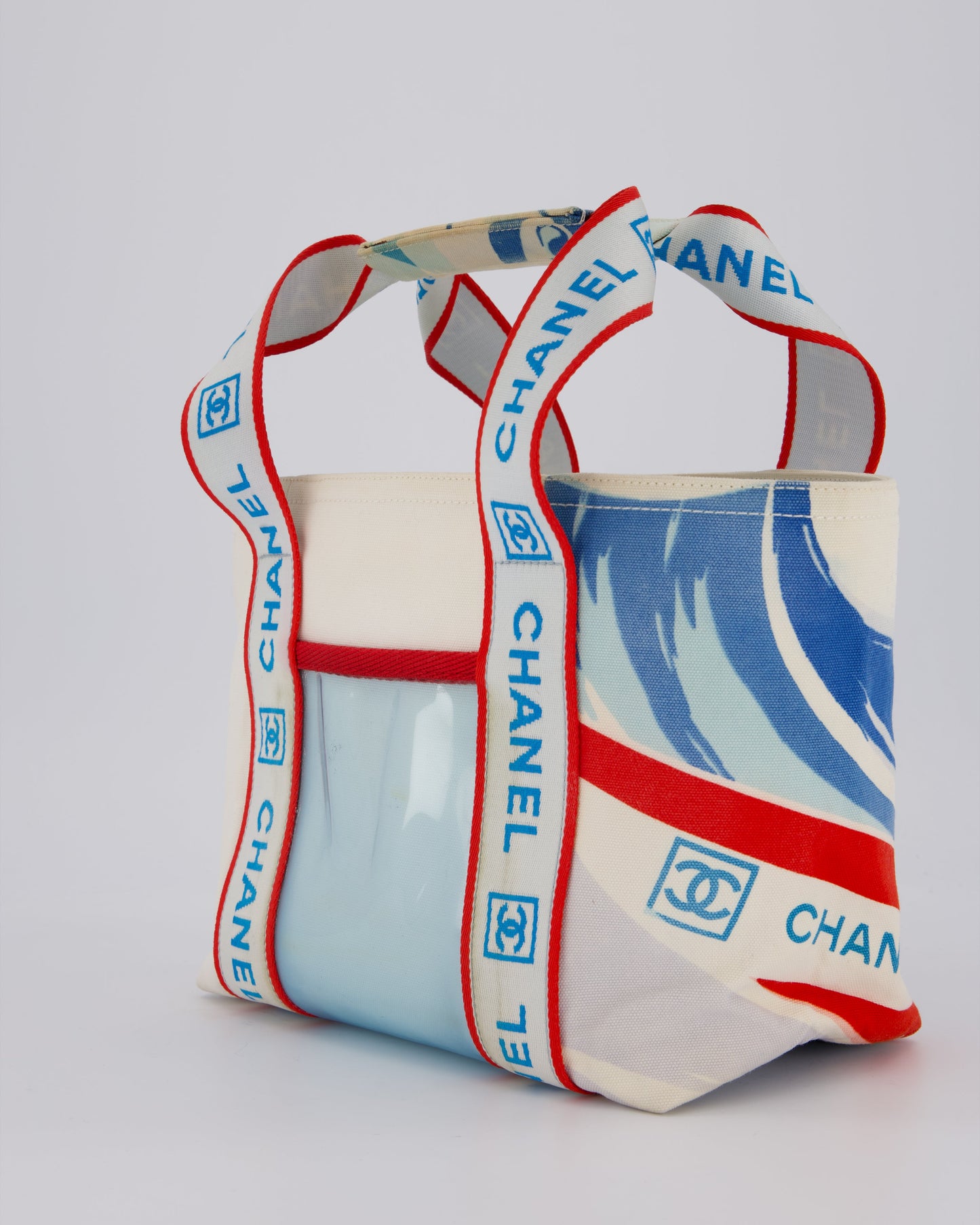 Chanel Sport Line Canvas Tote Bag with CC Logo Straps and Front Pocket
