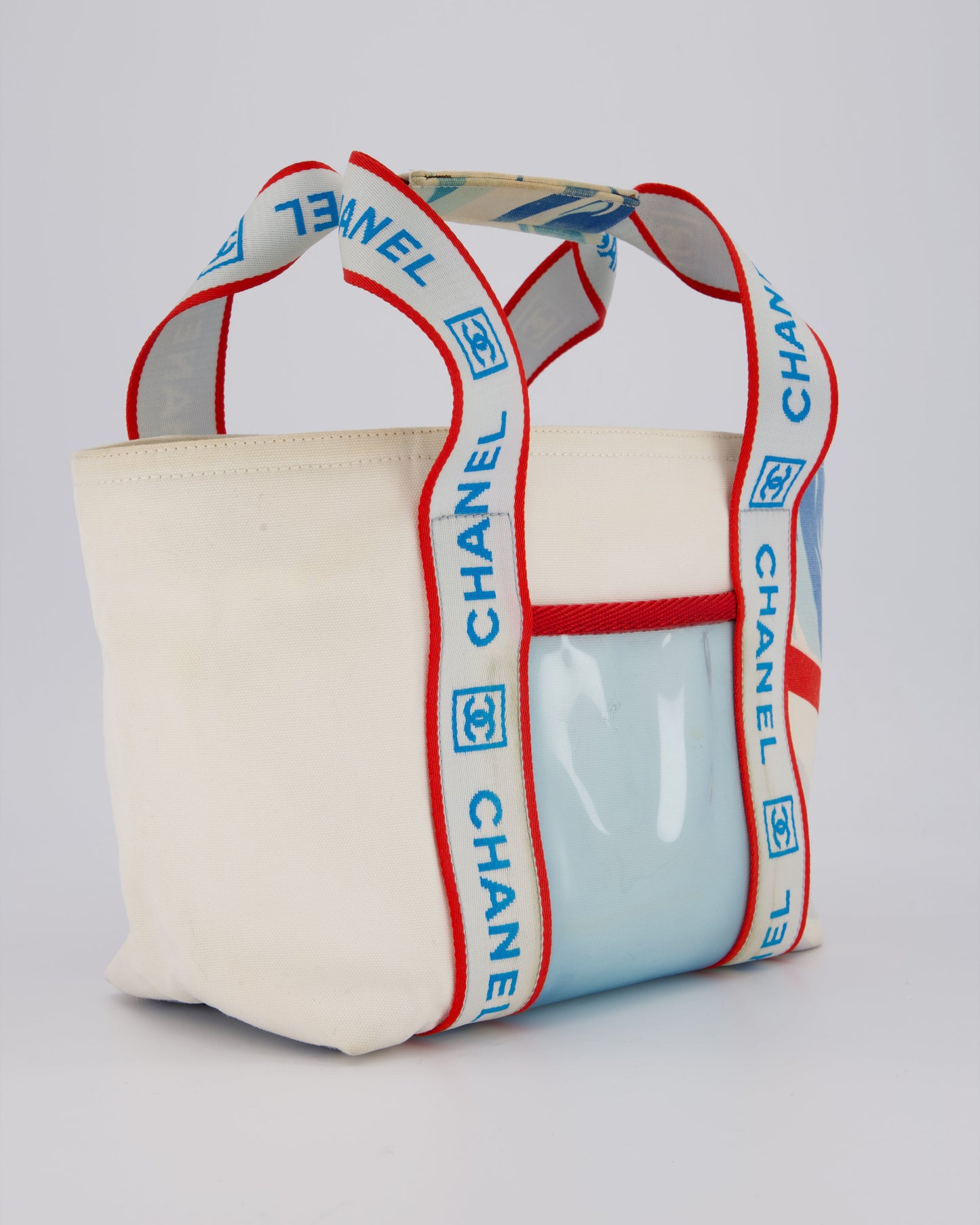 Chanel Sport Line Canvas Tote Bag with CC Logo Straps and Front Pocket
