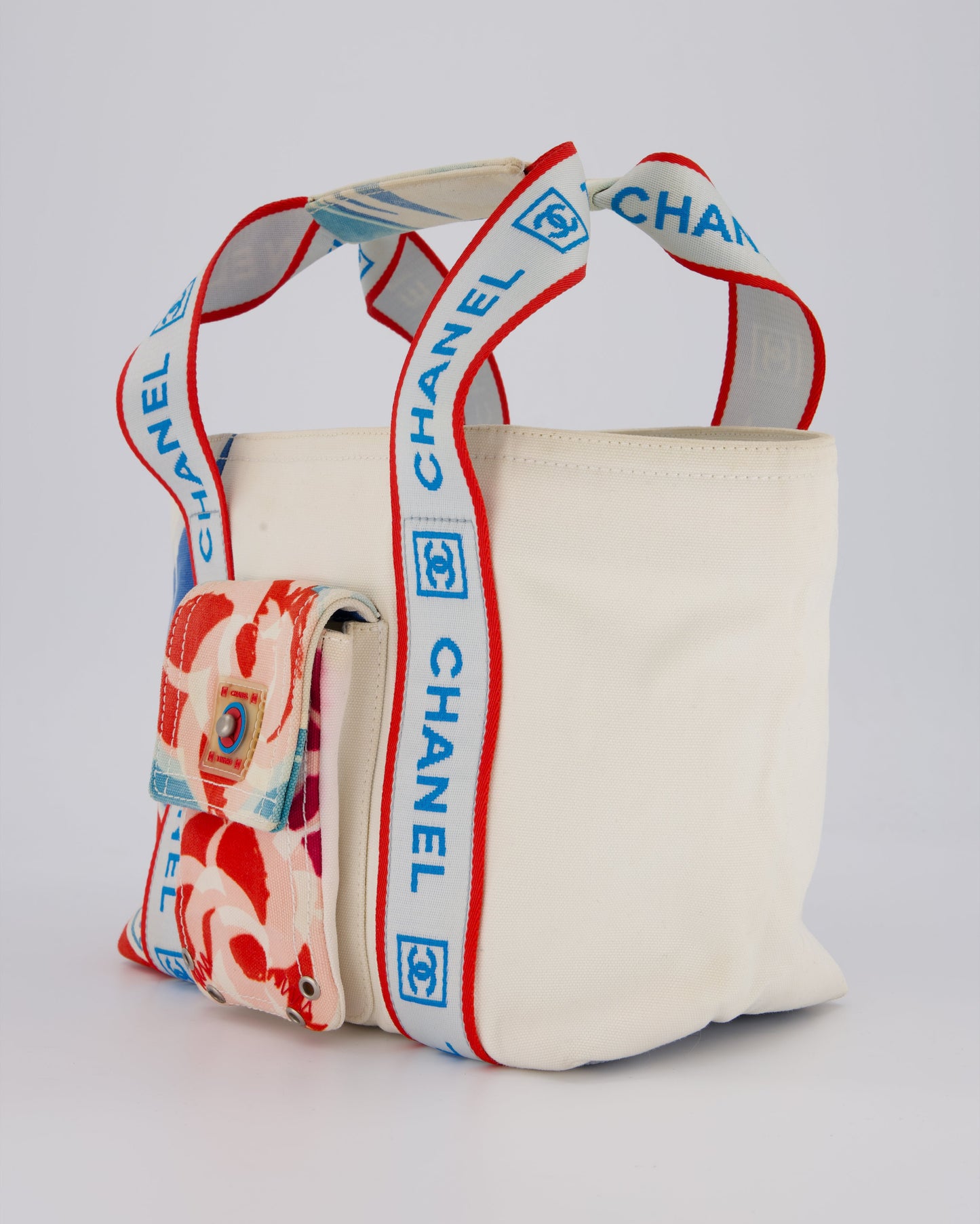 Chanel Sport Line Canvas Tote Bag with CC Logo Straps and Front Pocket
