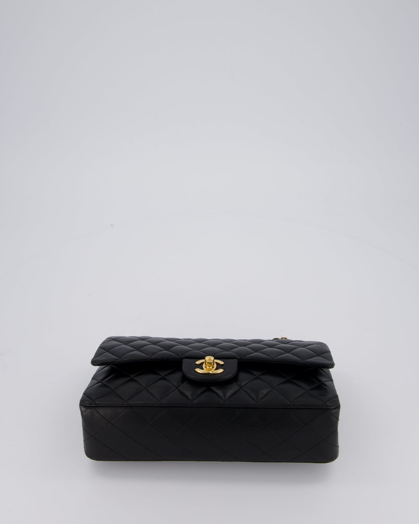 Chanel Black Classic Medium Double Flap Bag in Lambskin Leather with Gold Hardware