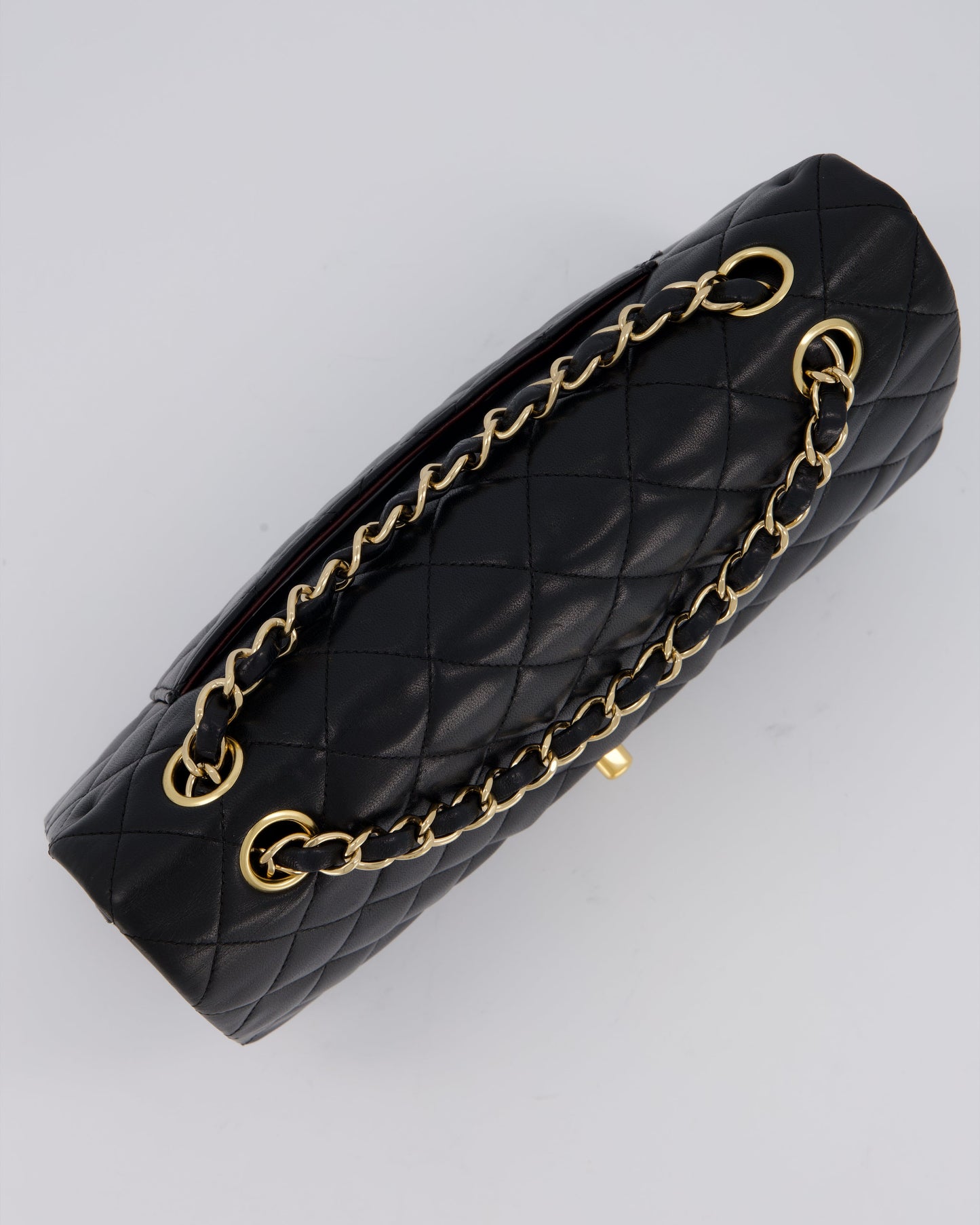 Chanel Black Classic Medium Double Flap Bag in Lambskin Leather with Gold Hardware