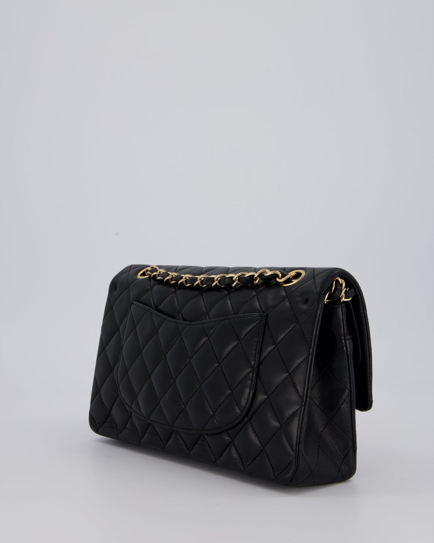 Chanel Black Classic Medium Double Flap Bag in Lambskin Leather with Gold Hardware