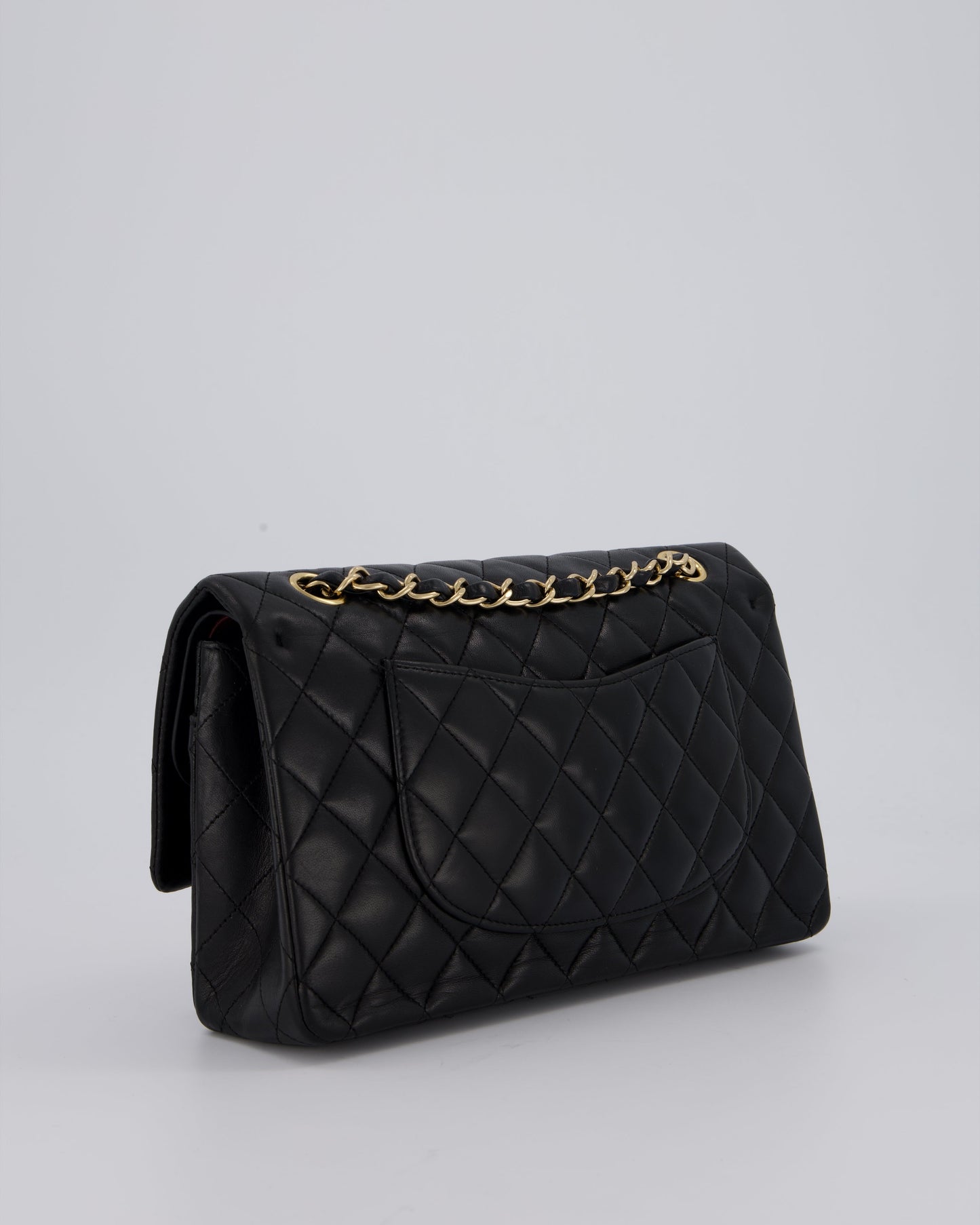 Chanel Black Classic Medium Double Flap Bag in Lambskin Leather with Gold Hardware