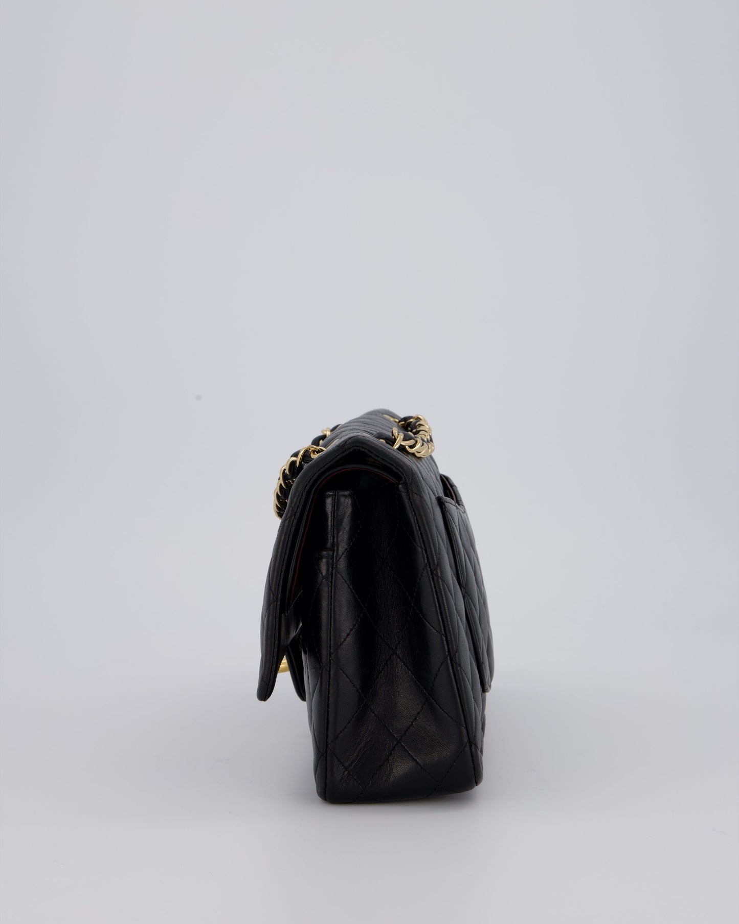 Chanel Black Classic Medium Double Flap Bag in Lambskin Leather with Gold Hardware