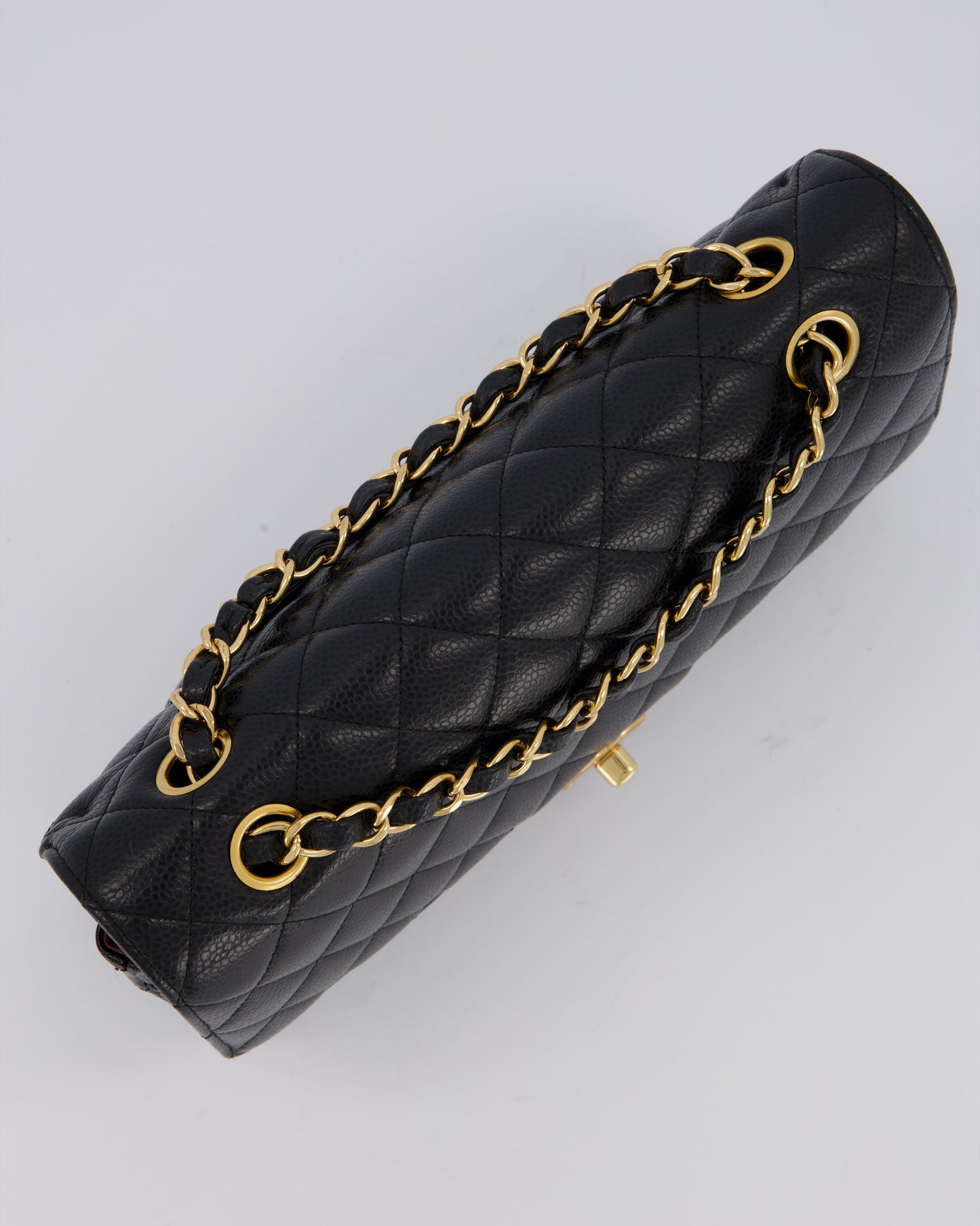 Chanel Black Classic Medium Double Flap Bag in Caviar Leather with Gold Hardware