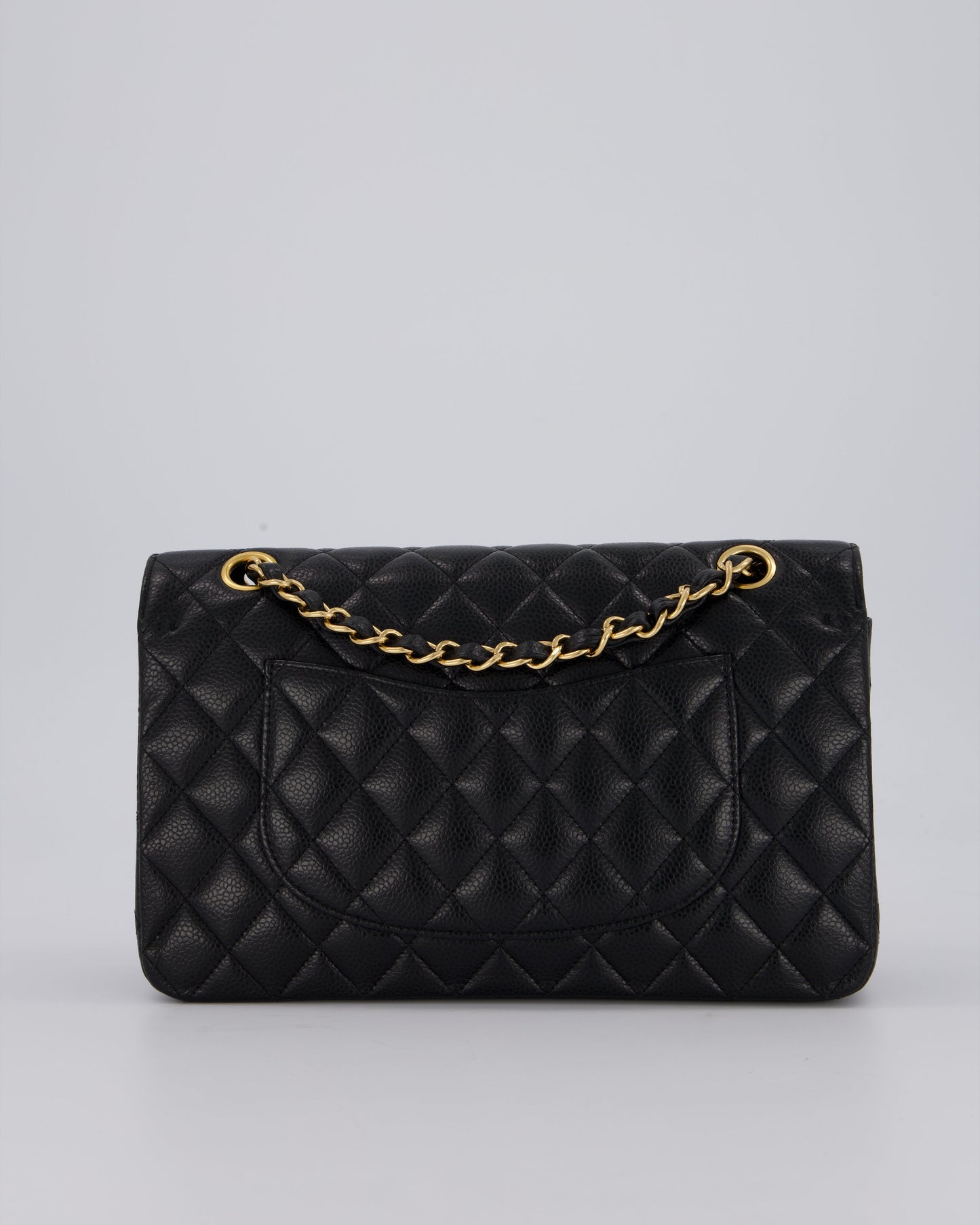 Chanel Black Classic Medium Double Flap Bag in Caviar Leather with Gold Hardware