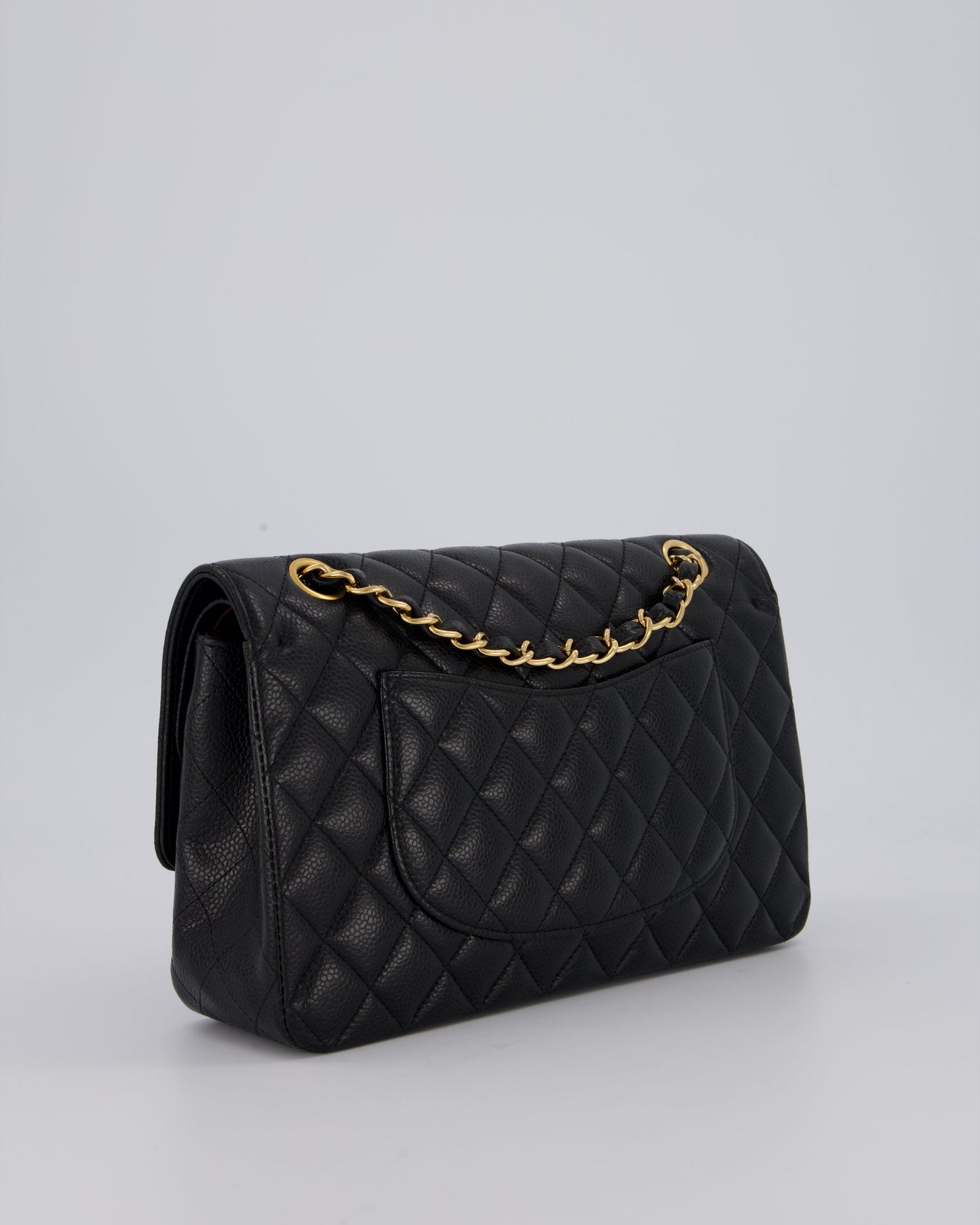 Chanel Black Classic Medium Double Flap Bag in Caviar Leather with Gold Hardware