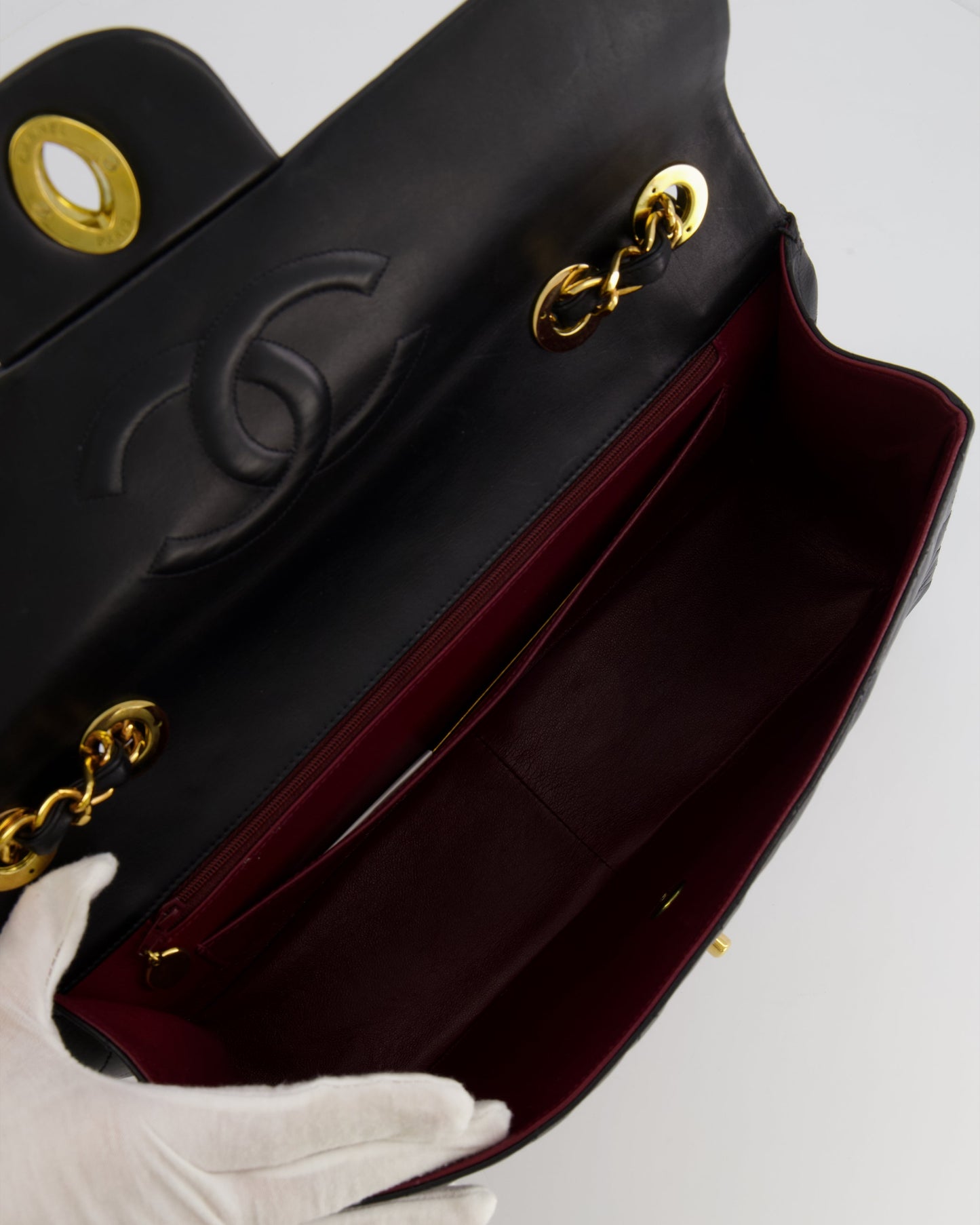 Chanel XL Maxi Single Flap Bag in Black Lambskin Leather with 24K Gold Hardware