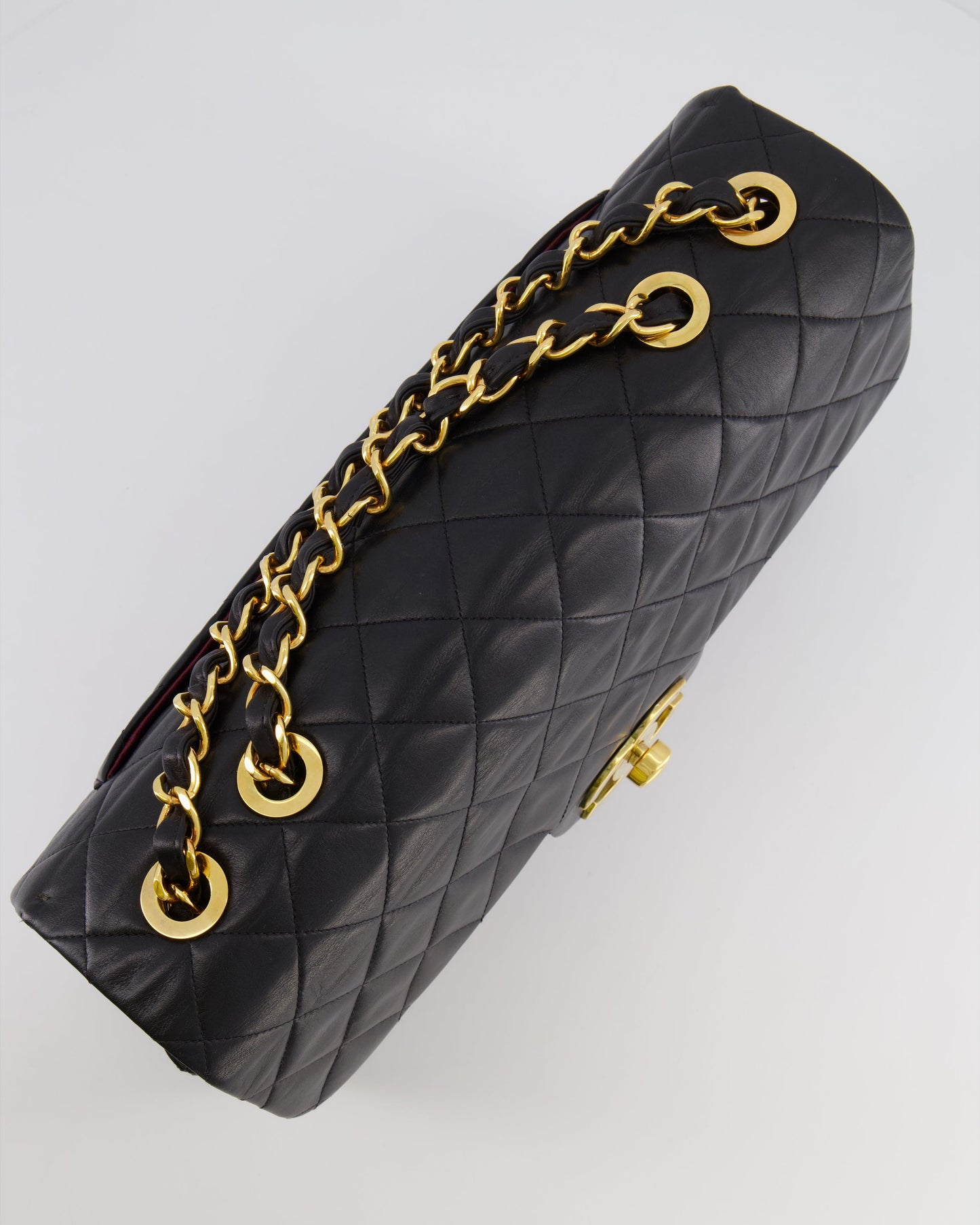Chanel XL Maxi Single Flap Bag in Black Lambskin Leather with 24K Gold Hardware